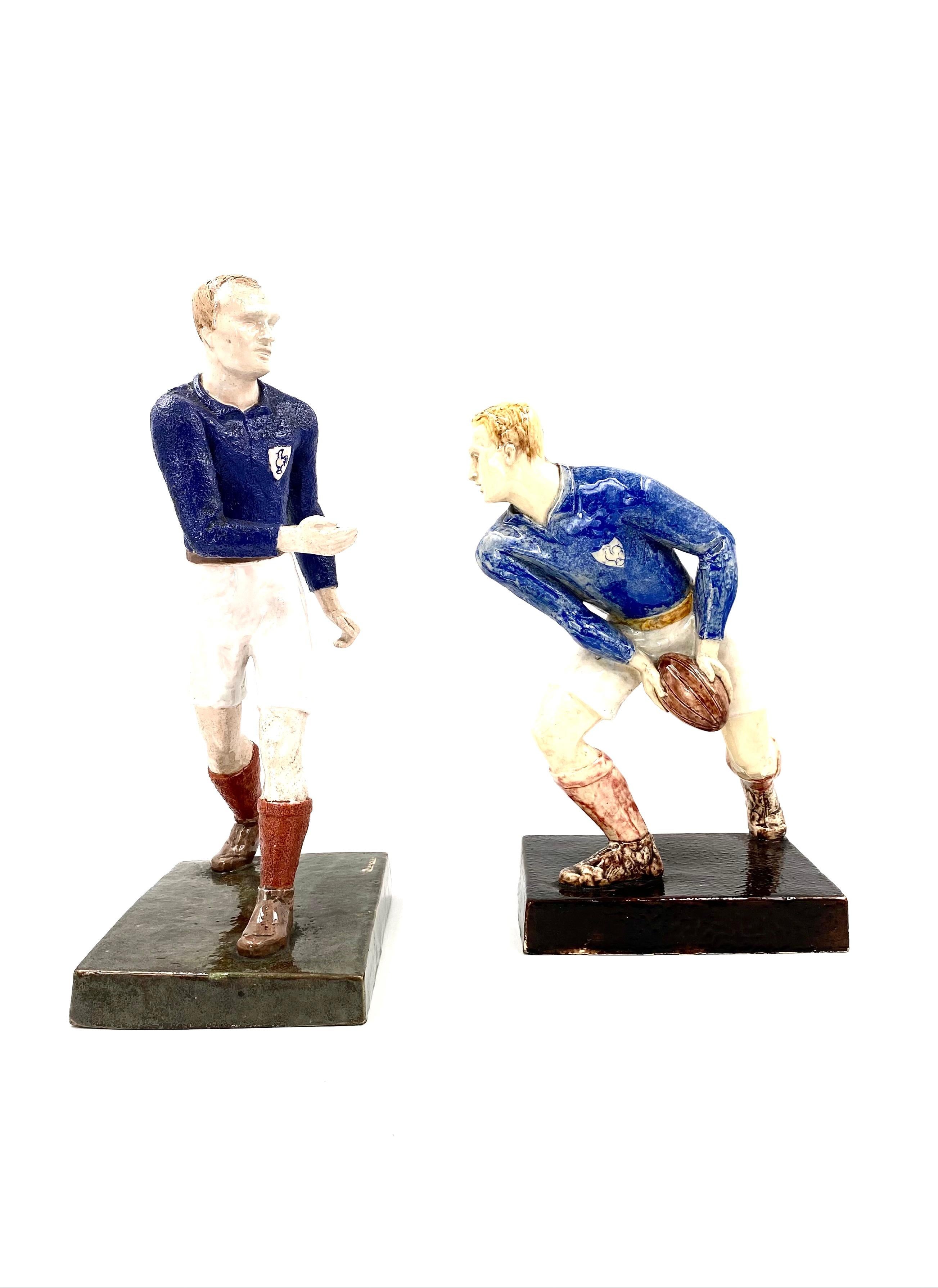 Art Deco Willy Wuilleumier, Sculptures 'Les Joueurs De Rugby', G.A.M. France, 1940 For Sale
