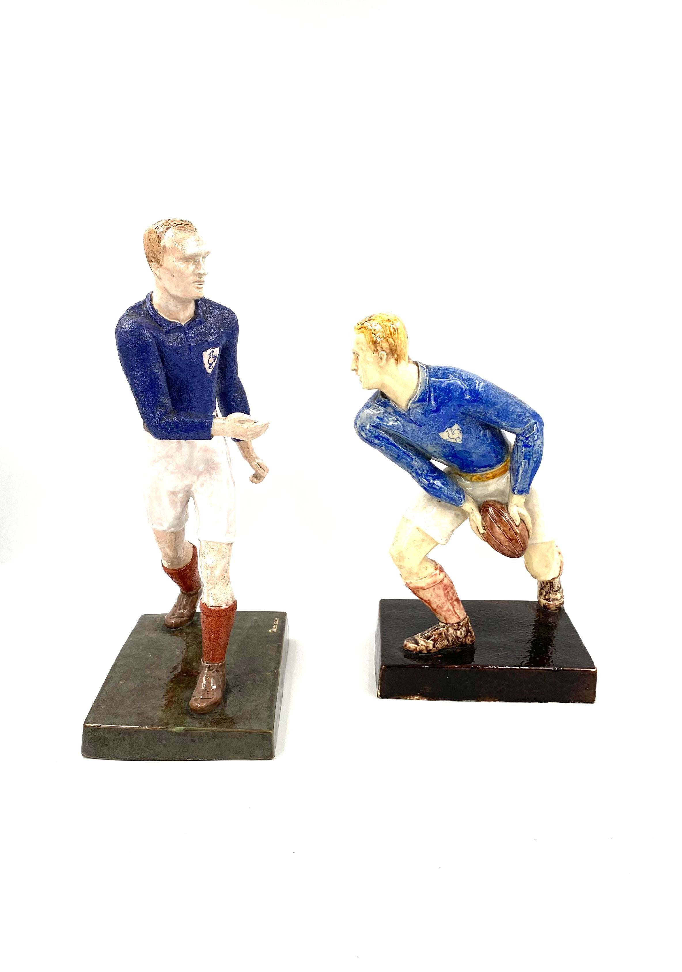 Willy Wuilleumier, Sculptures 'Les Joueurs De Rugby', G.A.M. France, 1940 In Excellent Condition For Sale In Firenze, IT