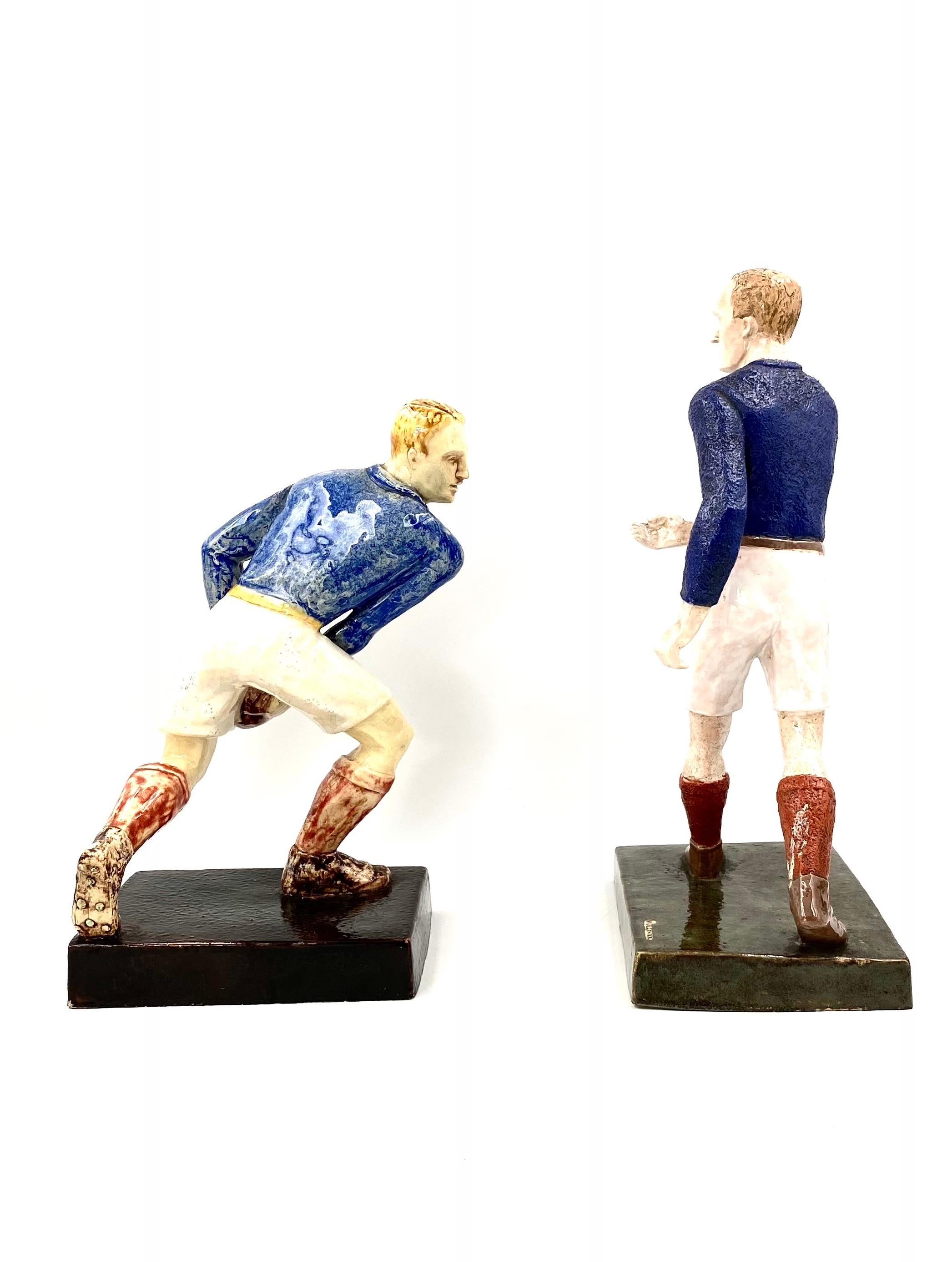 Ceramic Willy Wuilleumier, Sculptures 'Les Joueurs De Rugby', G.A.M. France, 1940 For Sale