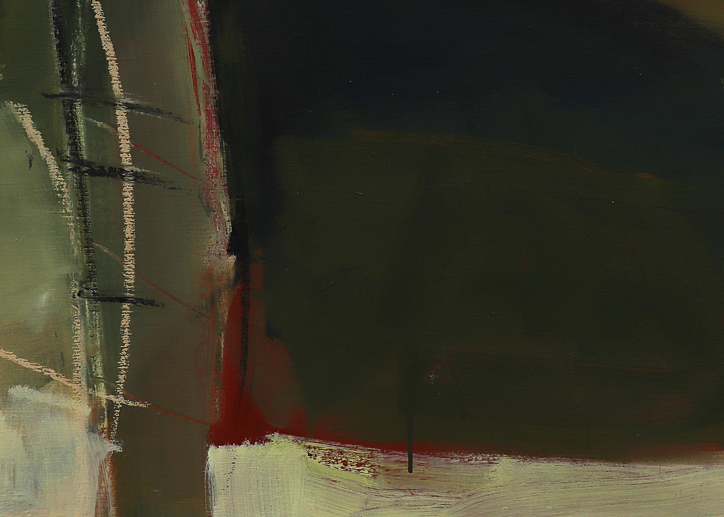 1990er Jahre Brown, Gold, Grün Abstraktes Ölgemälde, Großes Format Horizontales Gemälde (Amerikanische Moderne), Painting, von Wilma Fiori