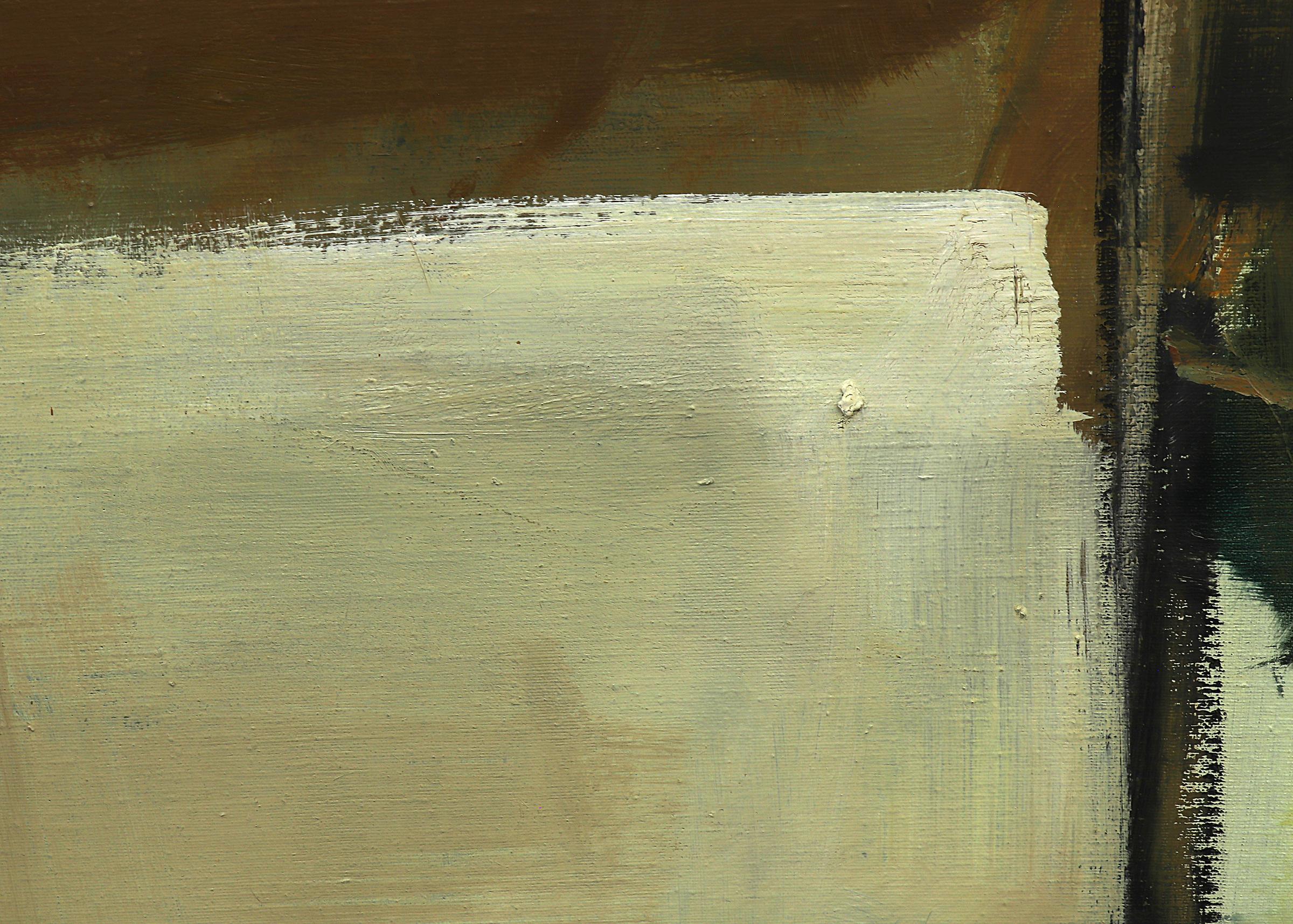 1990er Jahre Brown, Gold, Grün Abstraktes Ölgemälde, Großes Format Horizontales Gemälde im Angebot 1