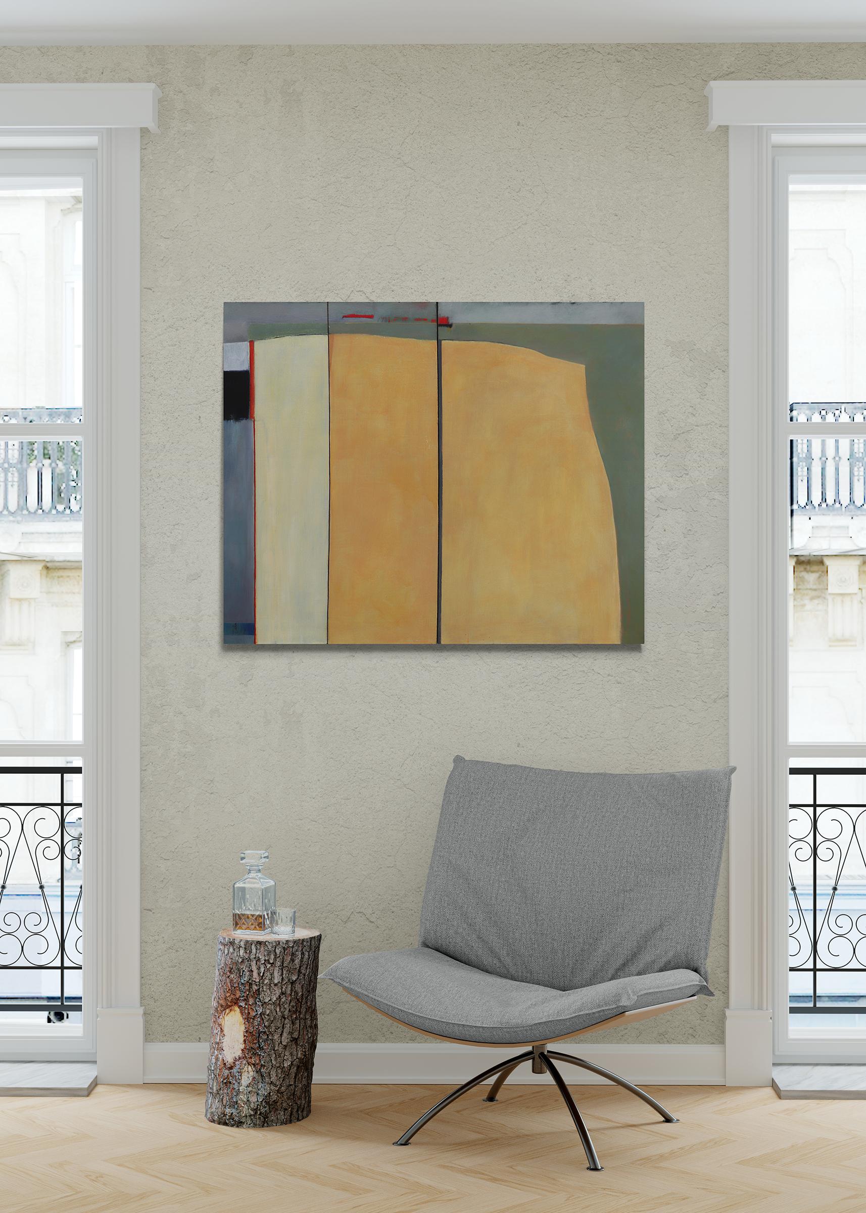 Homage to Diebenkorn, Abstract Large Format Painting, Yellow Green Red Blue For Sale 10