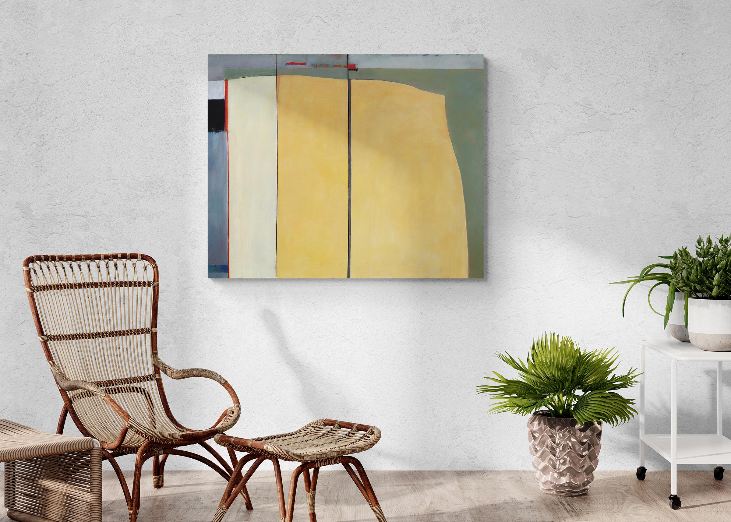 Homage to Diebenkorn, Abstract Large Format Painting, Yellow Green Red Blue For Sale 6
