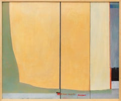 Hommage à Diebenkorn Peinture à l'huile abstraite de Wilma Fiori - Jaune, vert, rouge