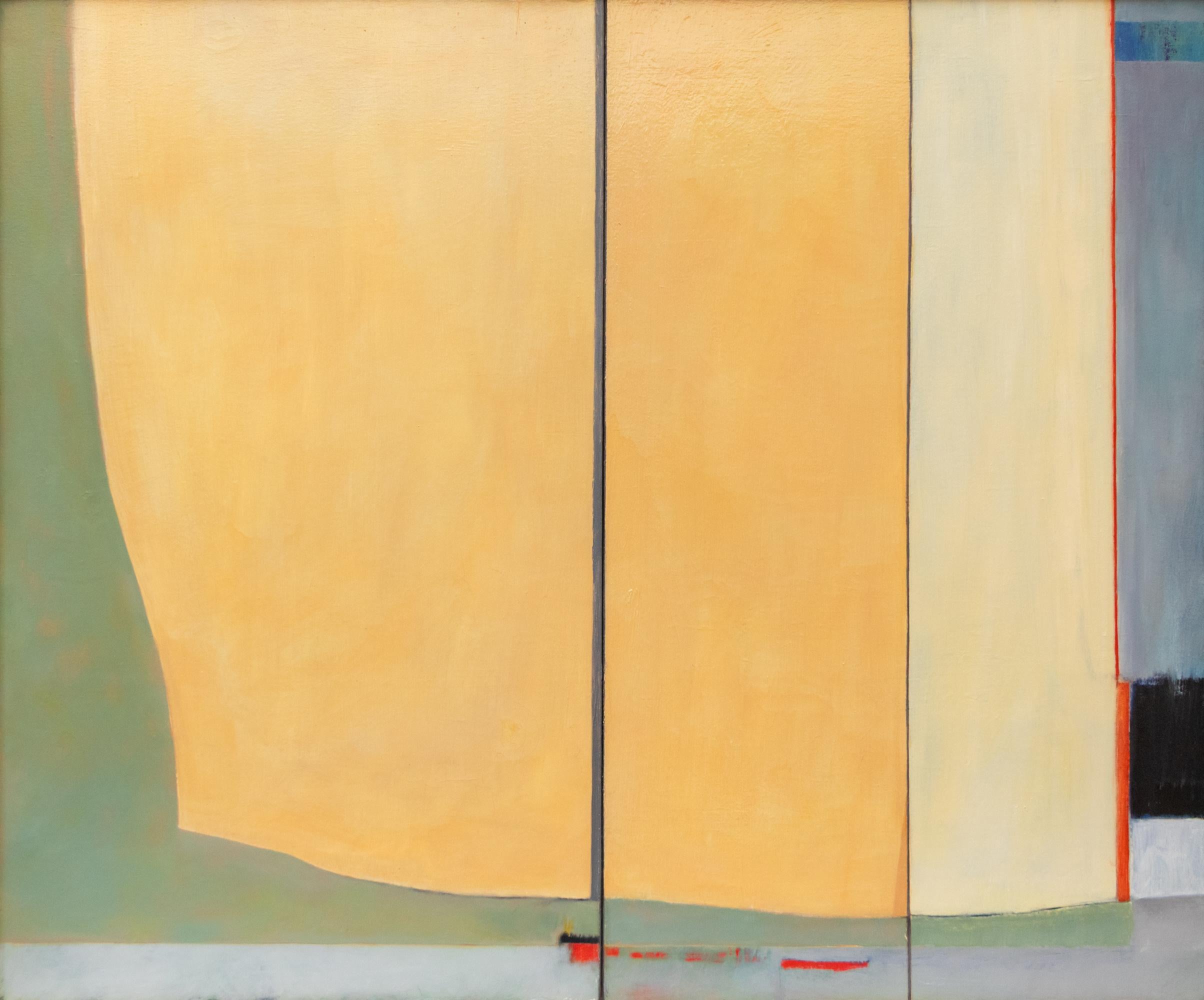 Hommage an Diebenkorn Abstraktes Ölgemälde von Wilma Fiori - Gelb, Grün, Rot
