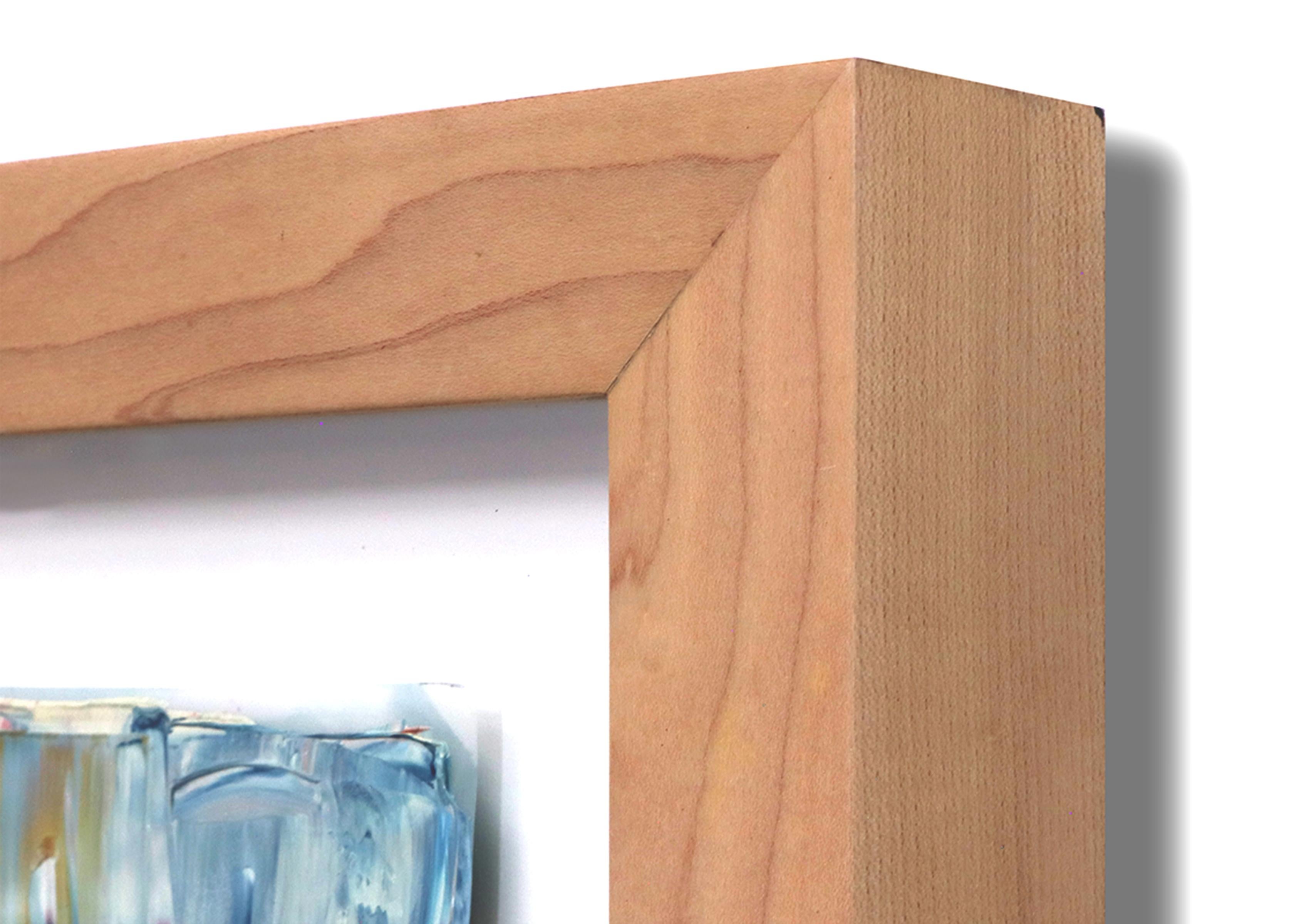 Pittura ad olio astratta originale di metà secolo, arte blu e rossa incorniciata in vendita 2