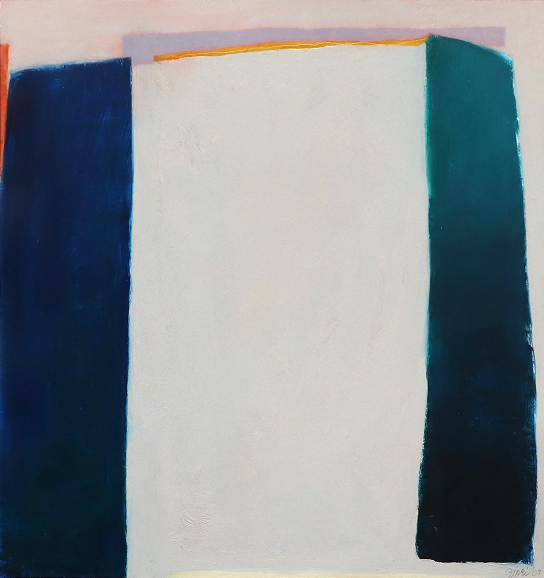 Modern Geometric Abstract Oil on Paper, “From Pillar to Post” by Fiori (2007) - Painting by Wilma Fiori