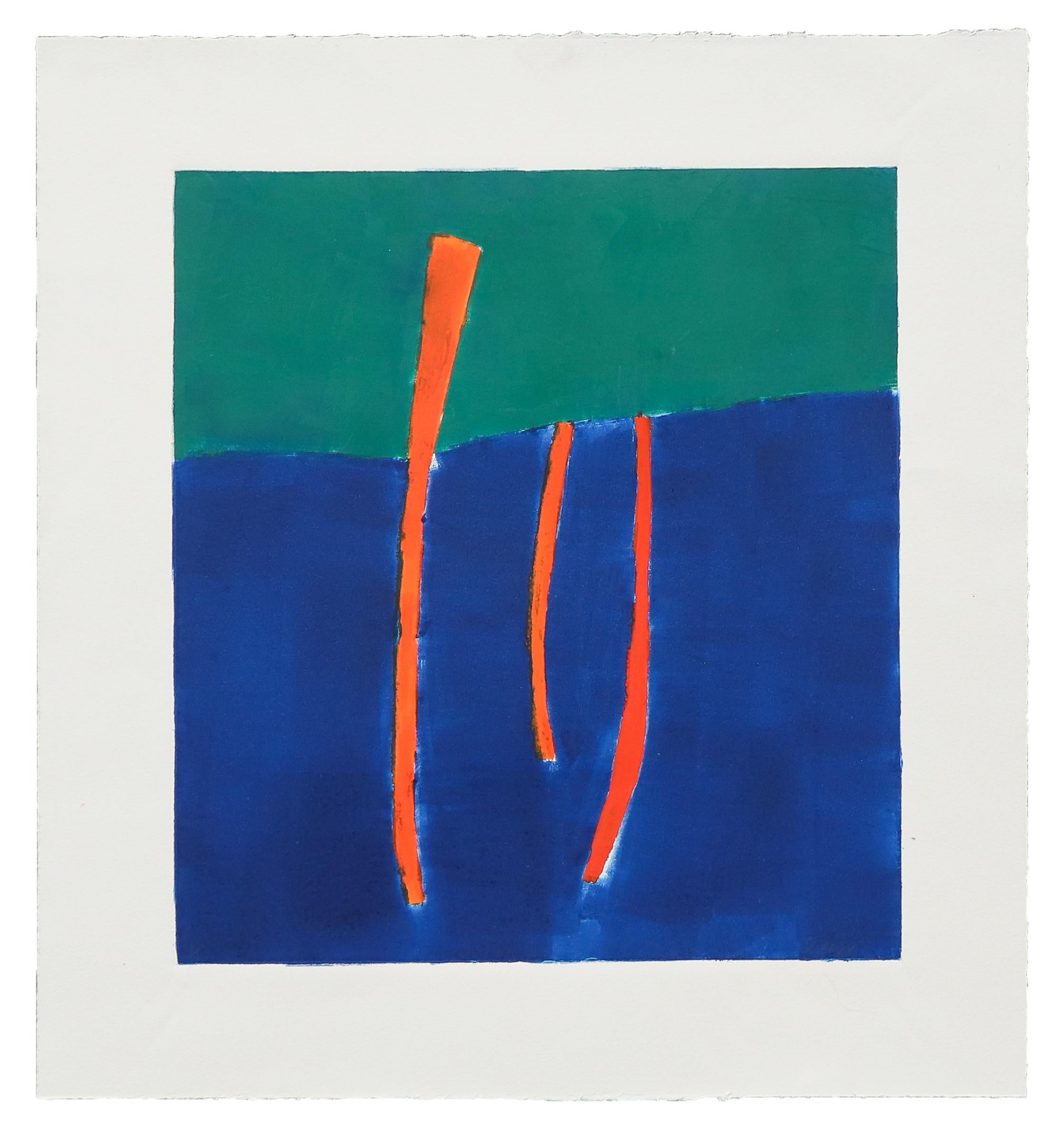 Wilma Fiori 1990s Abstract Monotype, Vibrant Oil on Paper, Signed Print For Sale 4