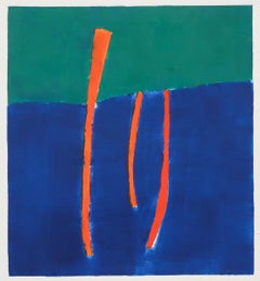 Wilma Fiori 1990s Abstract Monotype, Olio vibrante su carta, Stampa firmata