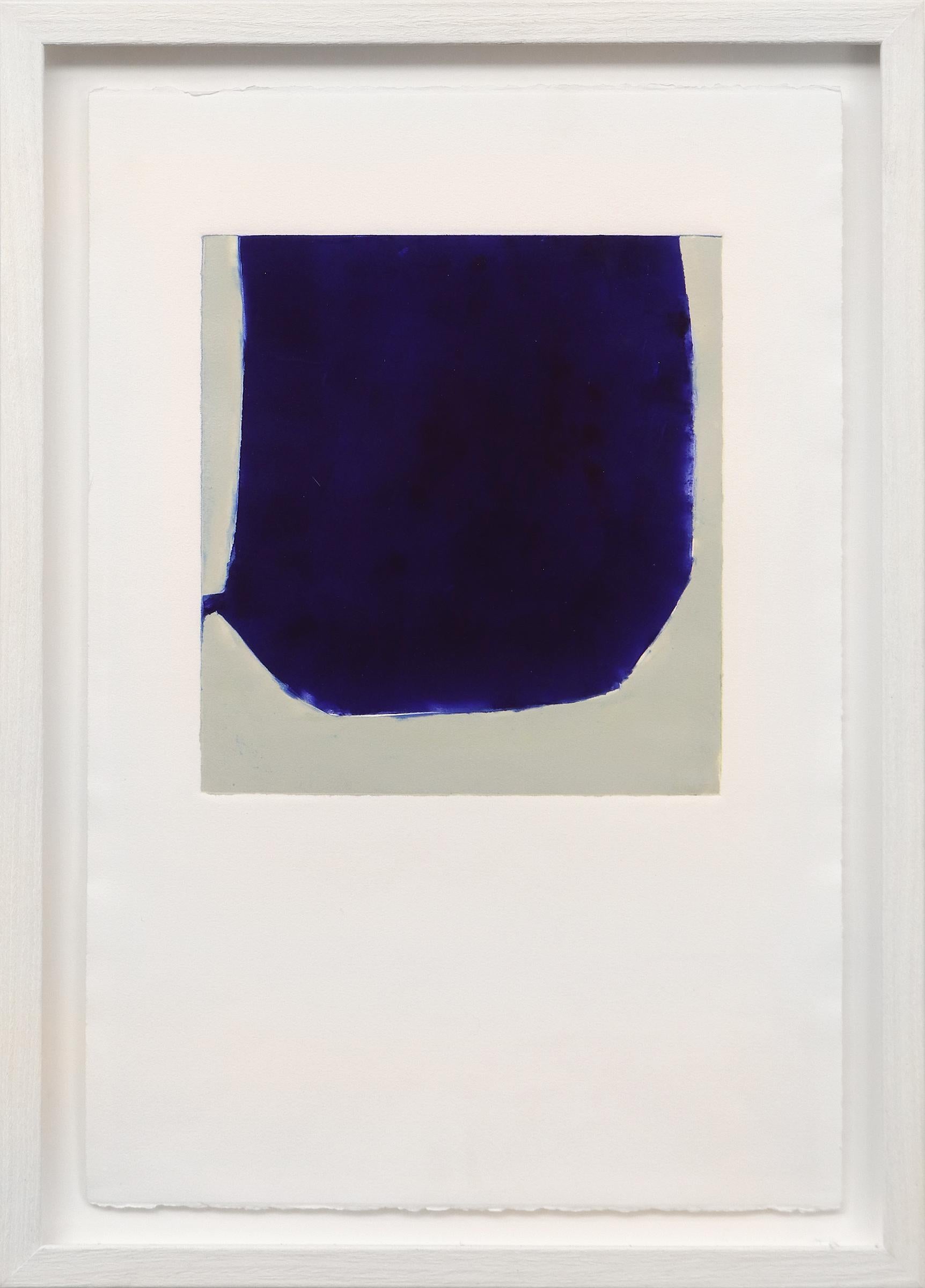 Abstrakte abstrakte Bilder in Blau, Grau, Weiß und Rot, Triptychon aus 3 original gerahmten Monotypien im Angebot 2