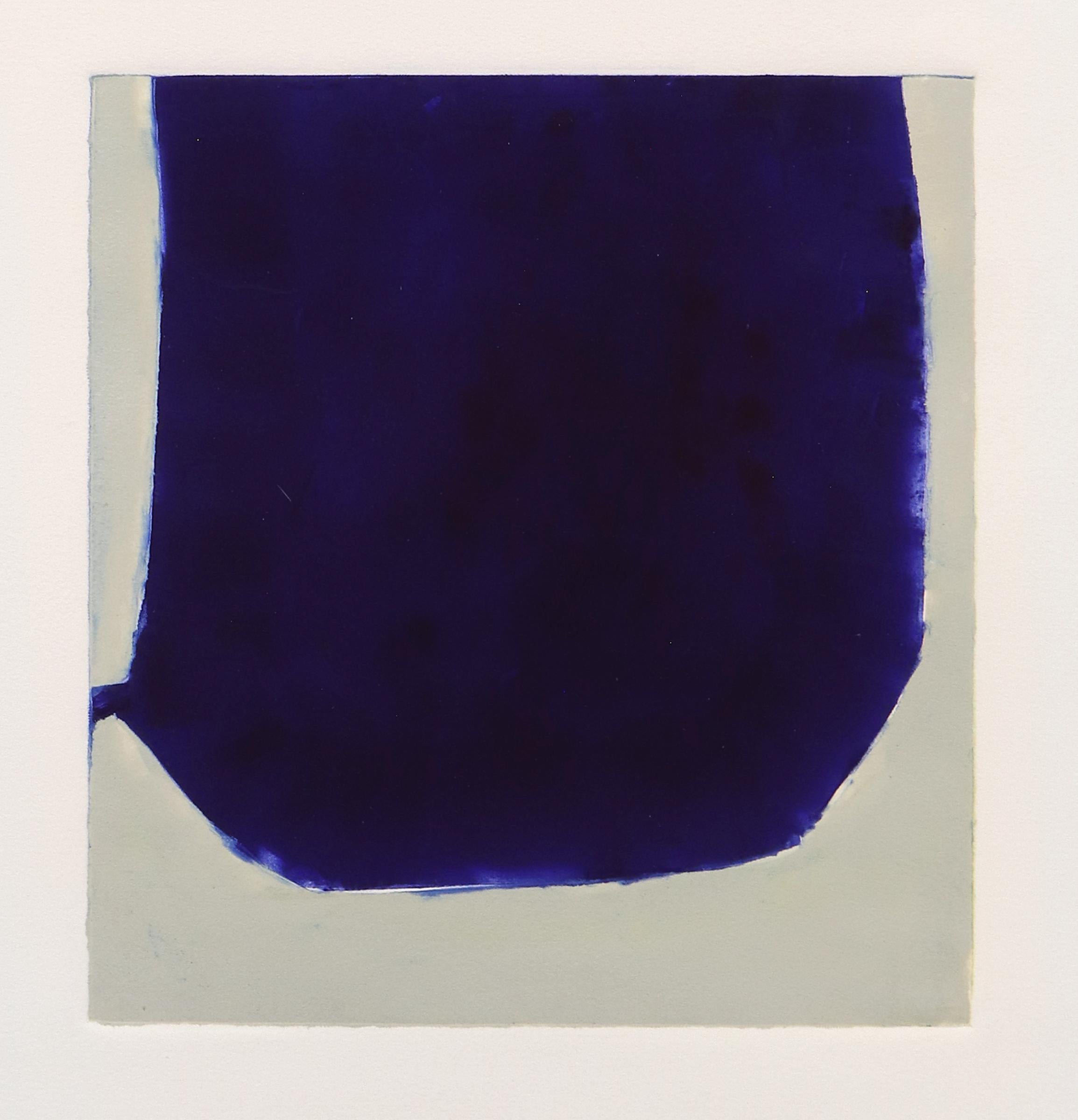 Abstrakte abstrakte Bilder in Blau, Grau, Weiß und Rot, Triptychon aus 3 original gerahmten Monotypien im Angebot 3
