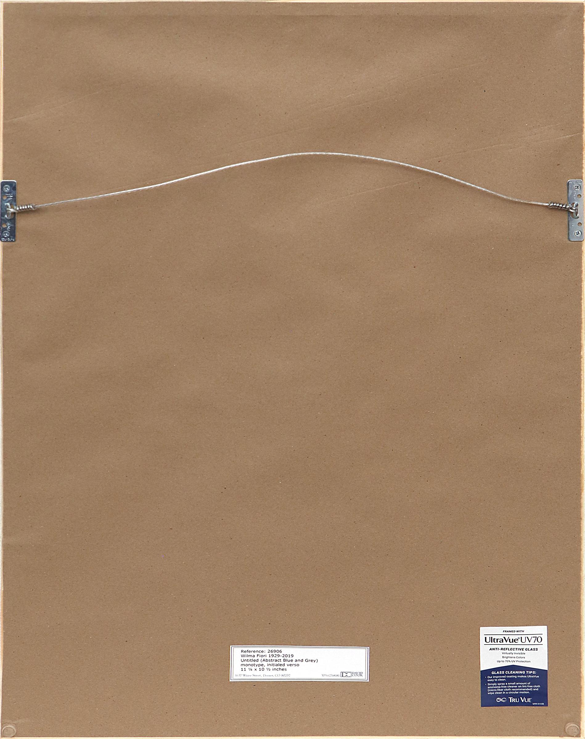 Abstrakte abstrakte Bilder in Blau, Grau, Weiß und Rot, Triptychon aus 3 original gerahmten Monotypien im Angebot 8