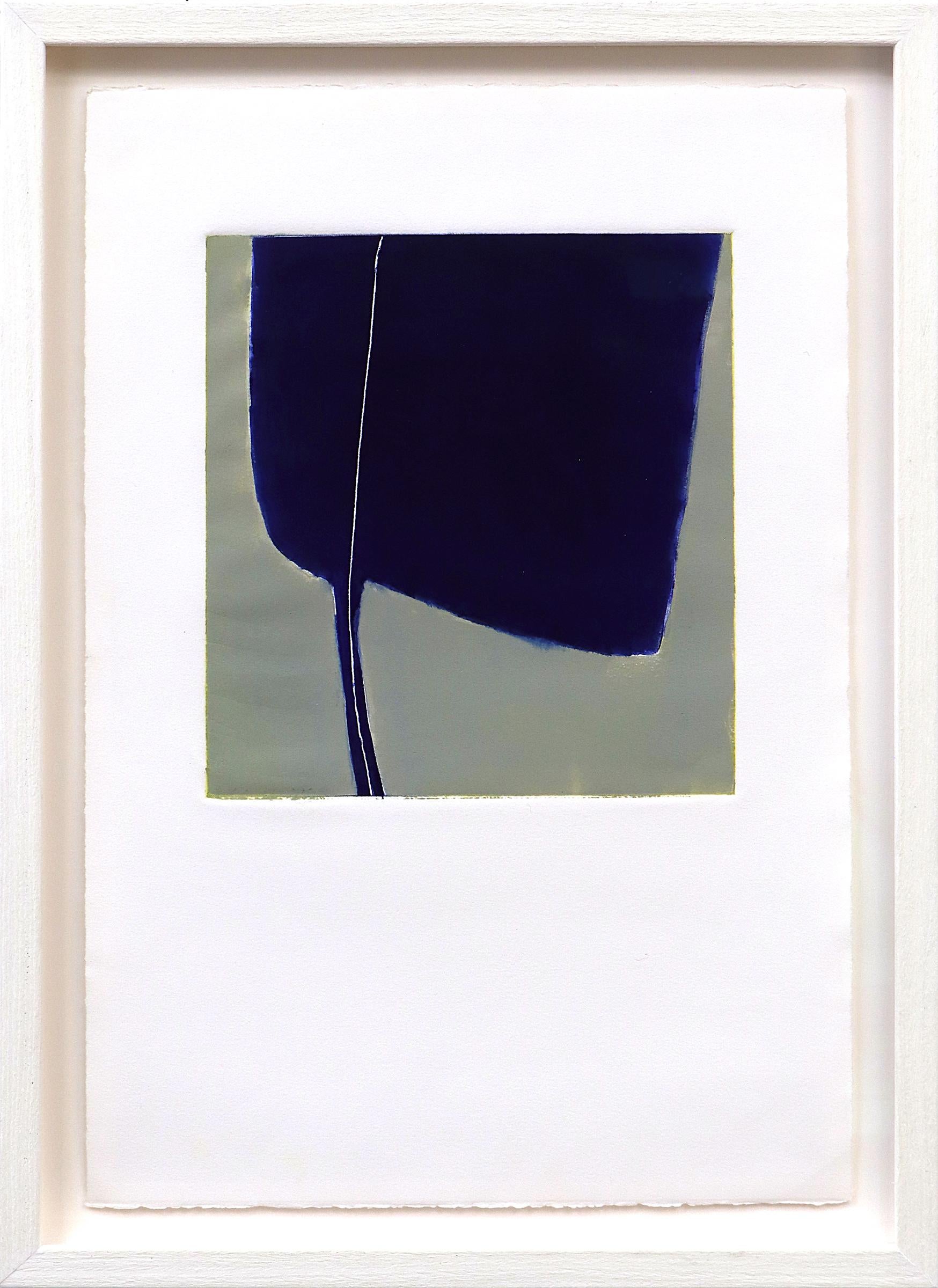 Set of three original abstract artworks by Denver modernist, Wilma Fiori (1929-2019).  The abstract compositions were created in colors of blue, gray, red and white and were created in the late 20th to early 21st century. Each monotype is presented