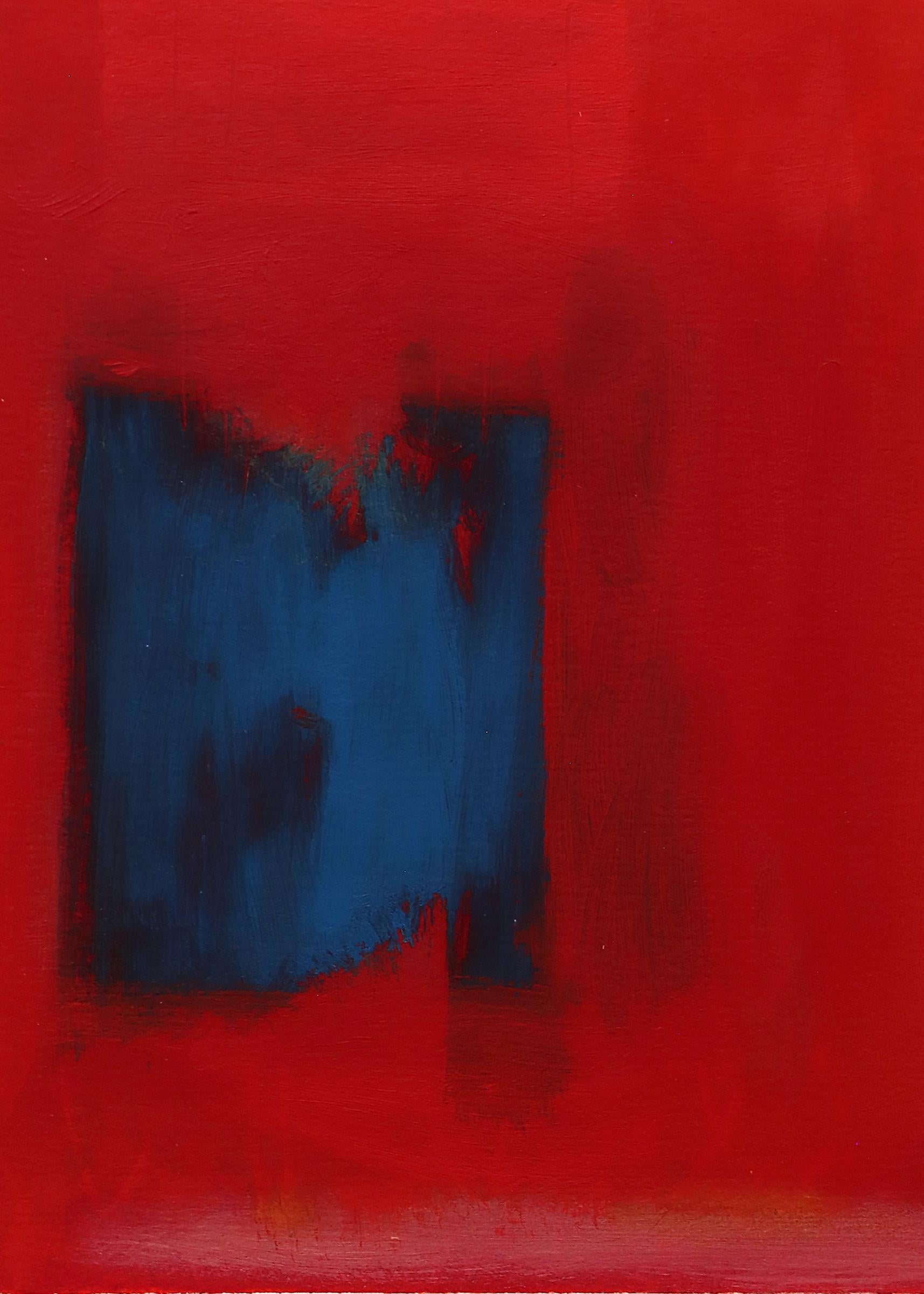 Monotipo abstracto de Wilma Fiori en rojo, azul y amarillo, siglo XX en venta 4