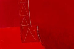 Wilma Fiori Impresión Monotipo Abstracta en Rojo, Mboom Mito de la Creación