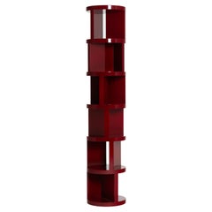 Wilma red bookshelf in metal and liquid ceramic by Matteo Cibic