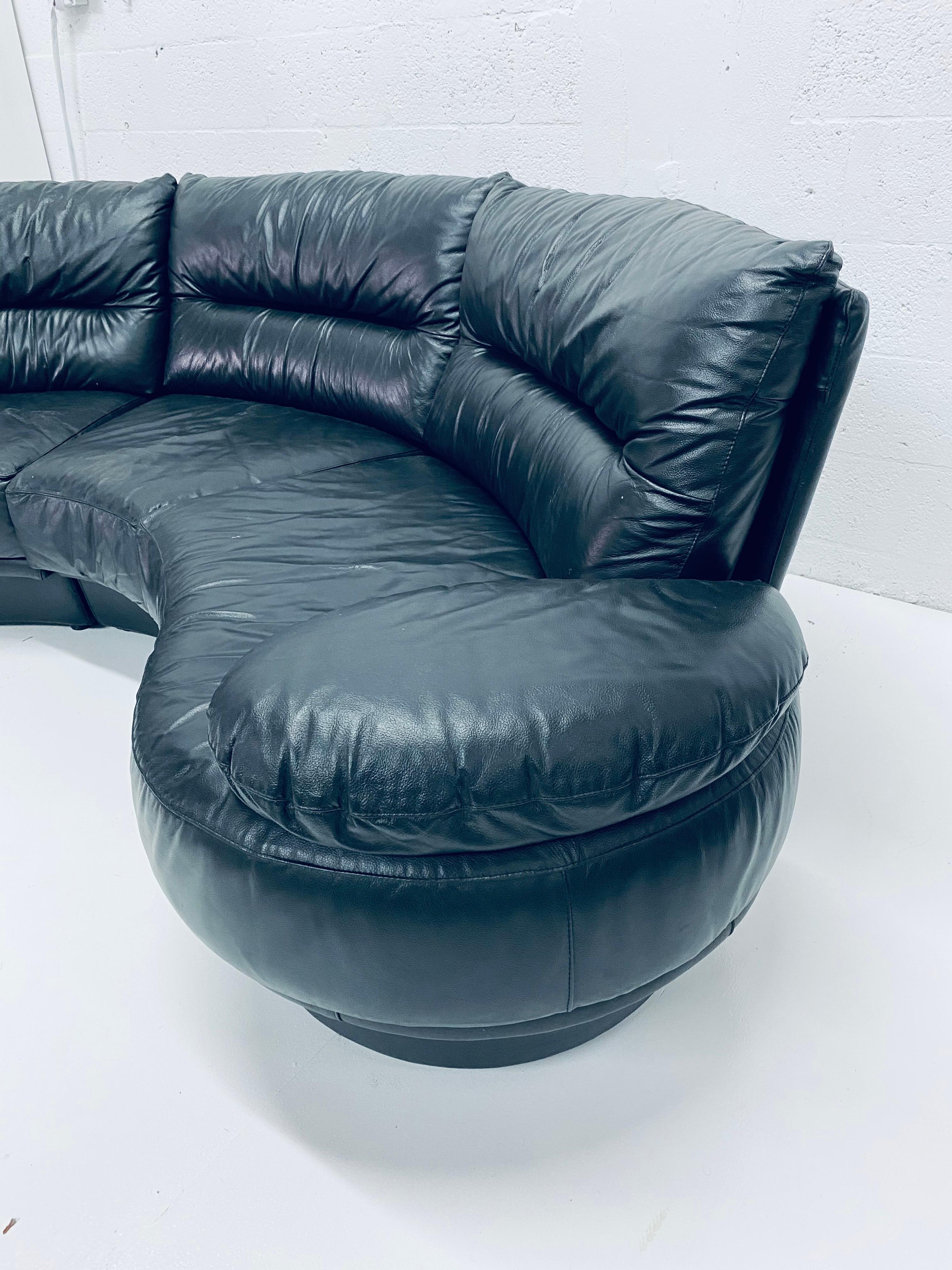 round leather couch