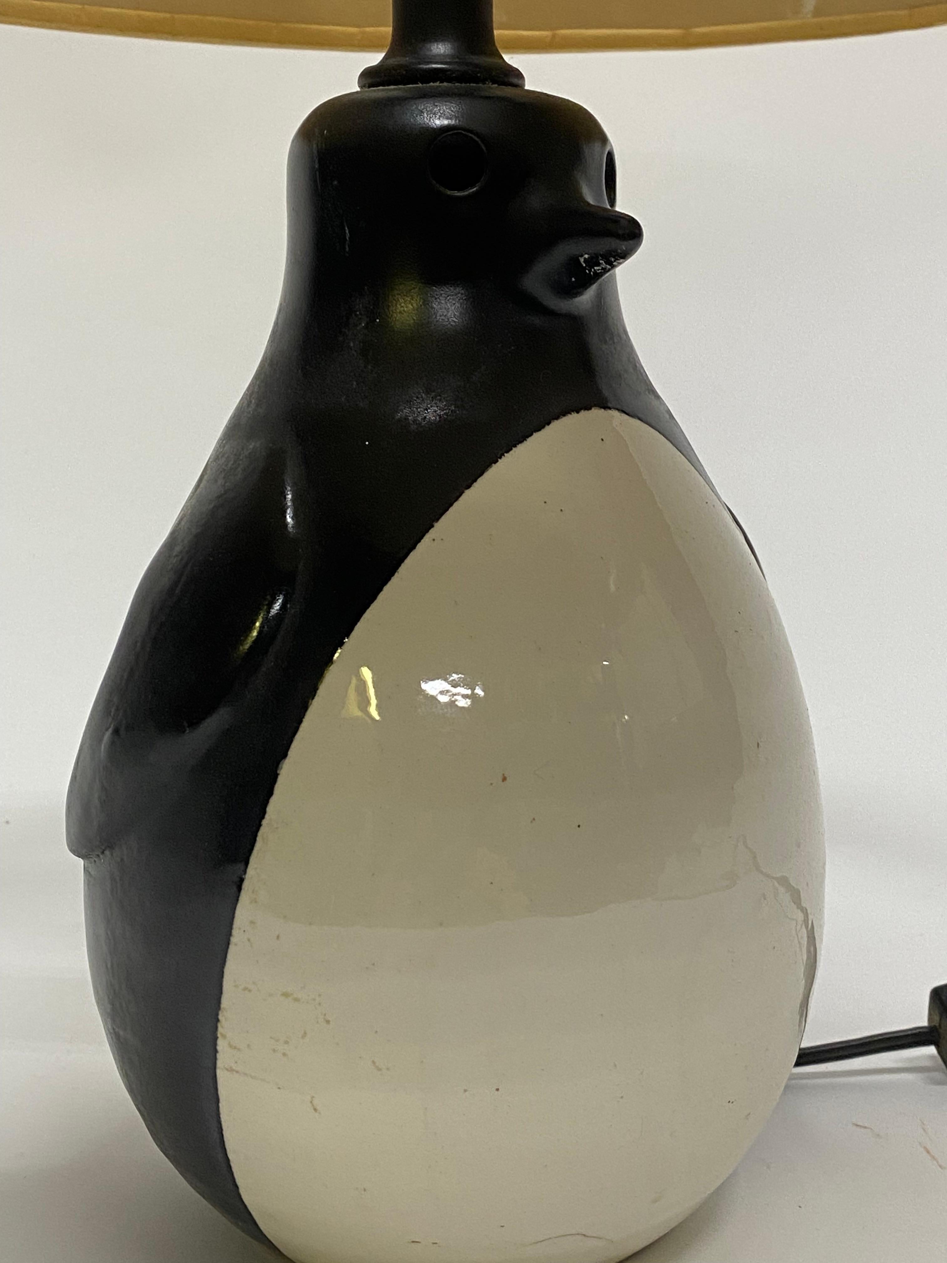 20th Century Wilmar Ceramic Penguin Table Lamp