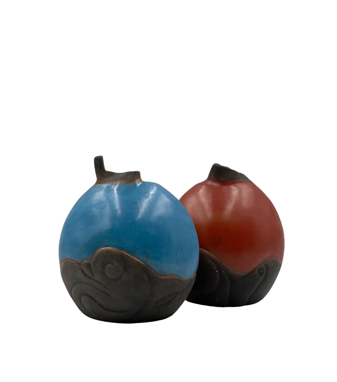 Ceramica Wilmer W Ramirez, Set of 2 earthenware vase, South america 1990s in vendita