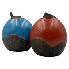 Vintage Wilmer W Ramirez, Set of 2 earthenware vases, South america 1990s