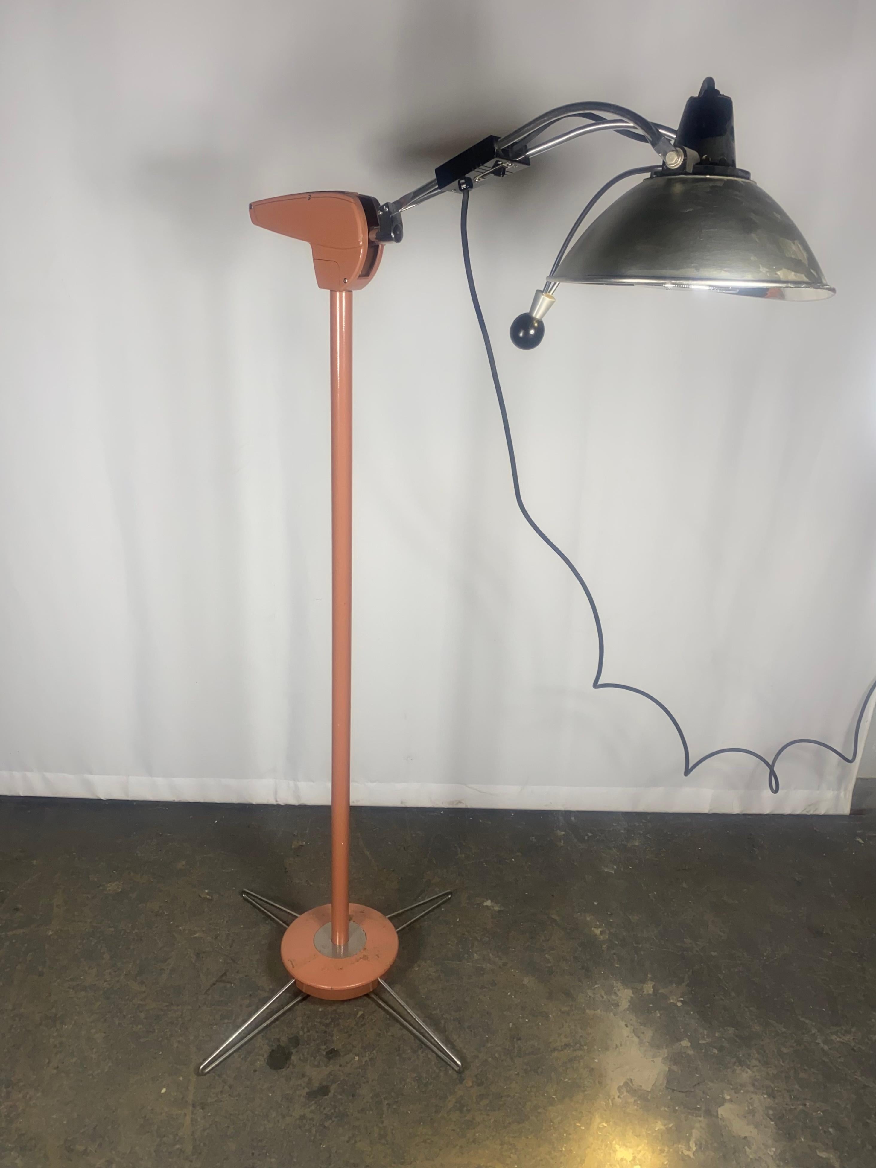 Medical examination floor lamp by Wilmot Castle Company, Rochester, N.Y. Amazing color and design,, Beautiful glow when lit,, 