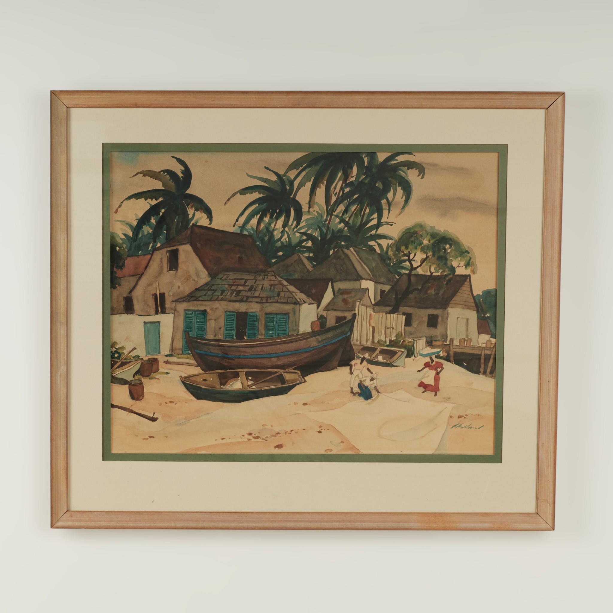 Vintage Tropisches Aquarell von Barbados von Wilmot Emerton Heitland