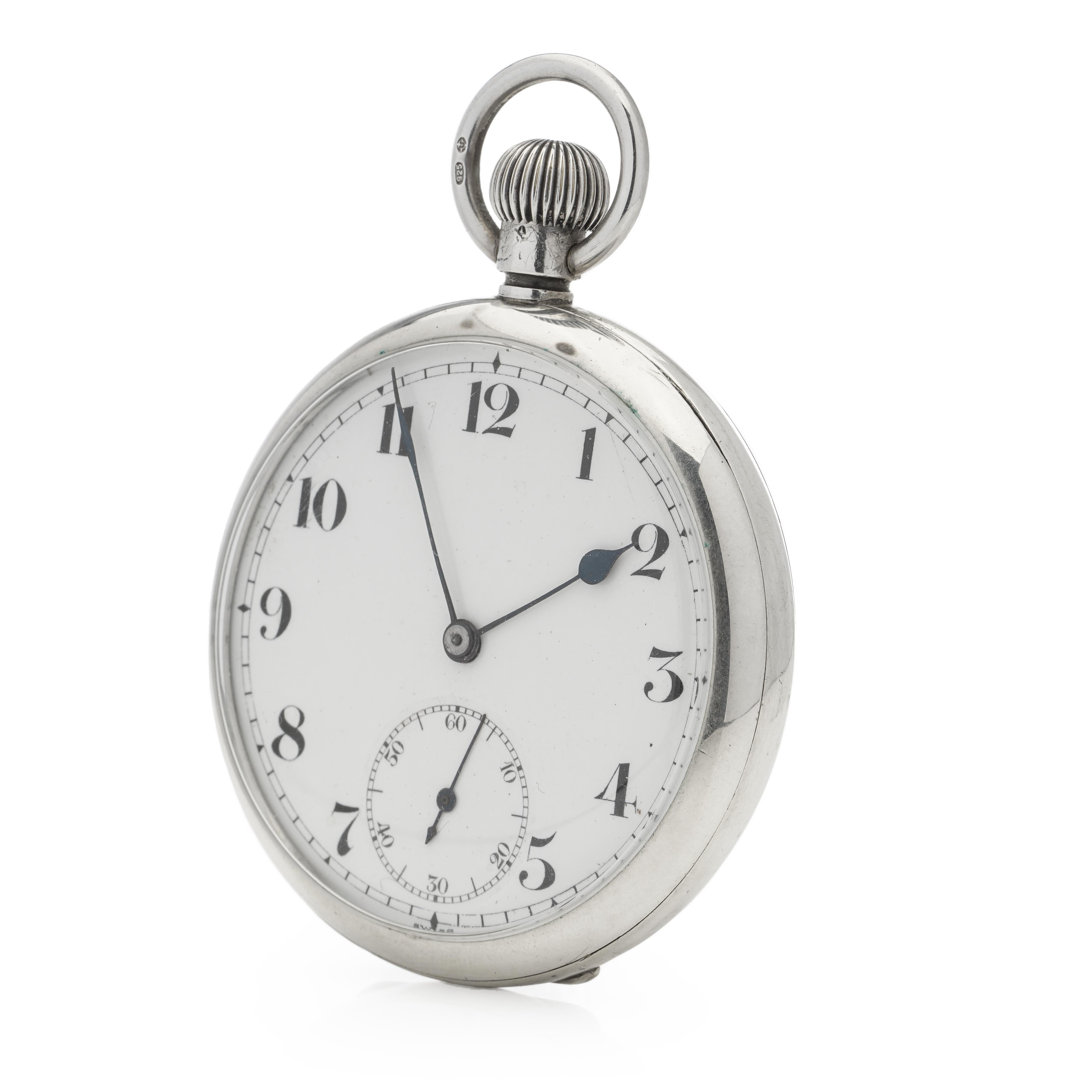 Wilsdorf & Davis 'Early Rolex' Sterling 925 Silver Round Pocket Watch In Good Condition For Sale In Braintree, GB
