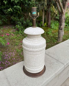 Wilshire House Crackle Glaze Ceramic Lamp Attributed to Paul Laszlo, c.1955