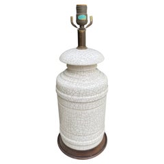 Wilshire House Crackle Glaze Ceramic Lamp Attributed to Paul Laszlo, c.1955