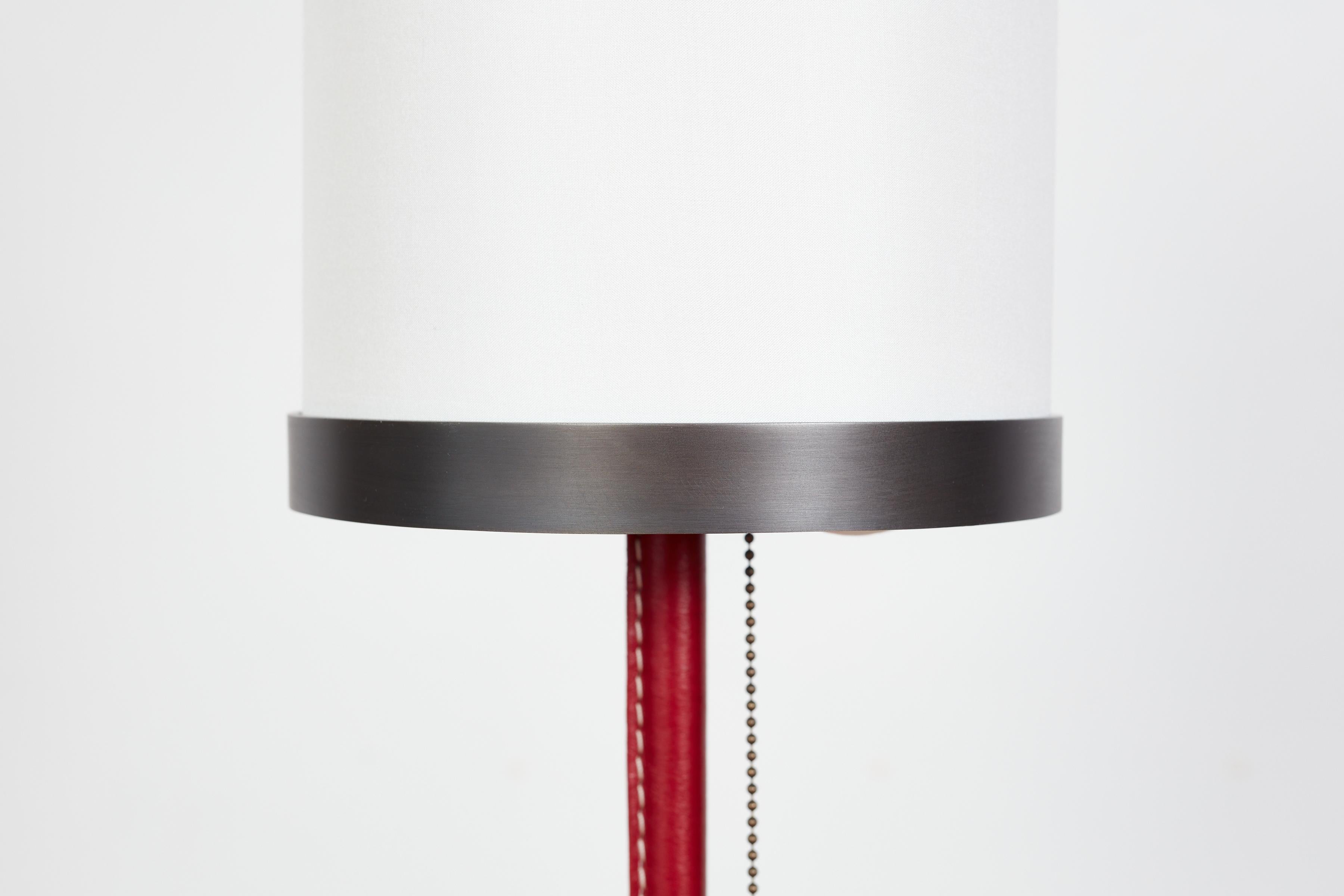 Contemporary Wilshire Red Leather Floor Lamp For Sale