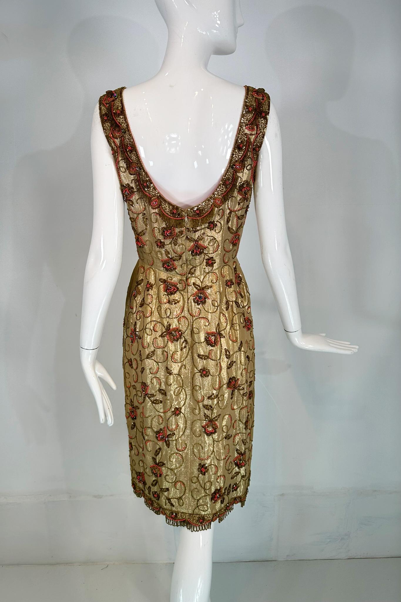 Wilson Abbott Wilson Folmar 1950 Coral Oro Abalorios y Lentejuelas Vestido de novia de oro en venta 5