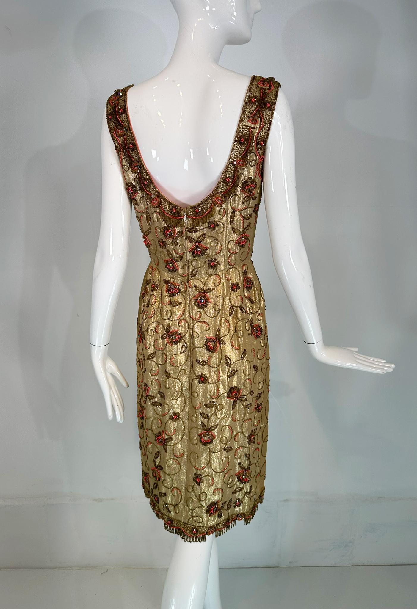 Wilson Abbott Wilson Folmar 1950 Coral Oro Abalorios y Lentejuelas Vestido de novia de oro en venta 6
