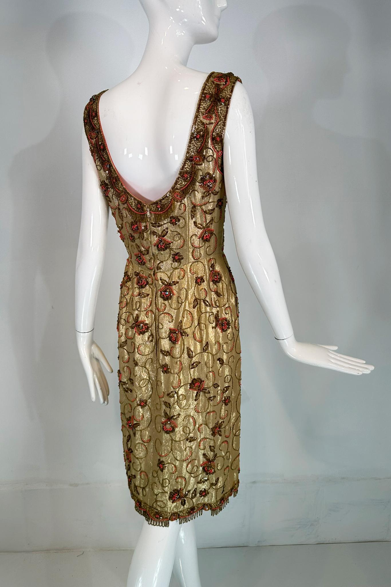 Wilson Abbott Wilson Folmar 1950 Coral Oro Abalorios y Lentejuelas Vestido de novia de oro en venta 7