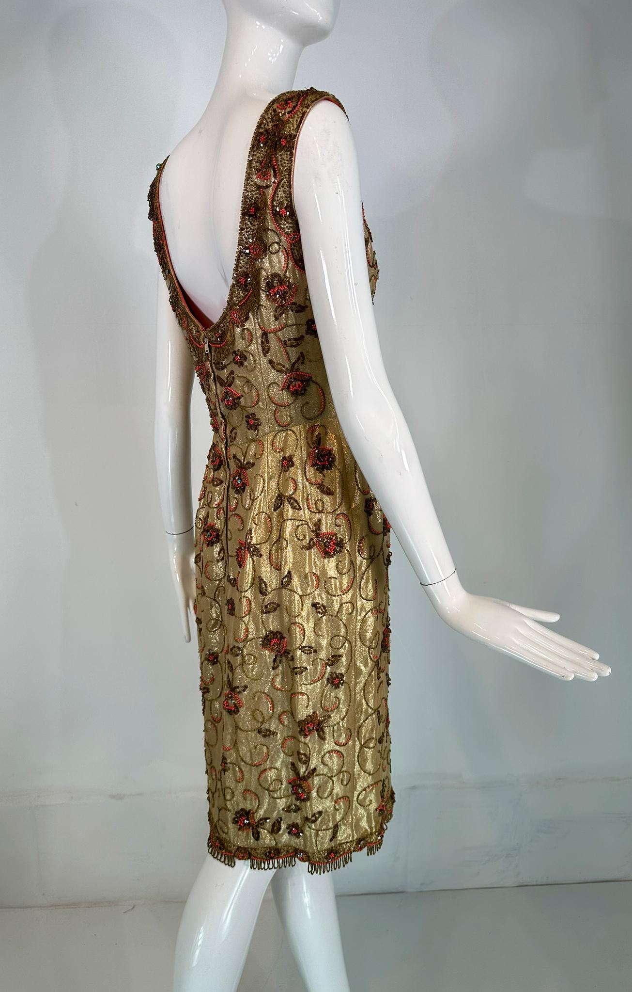 Wilson Abbott Wilson Folmar 1950 Coral Oro Abalorios y Lentejuelas Vestido de novia de oro en venta 8