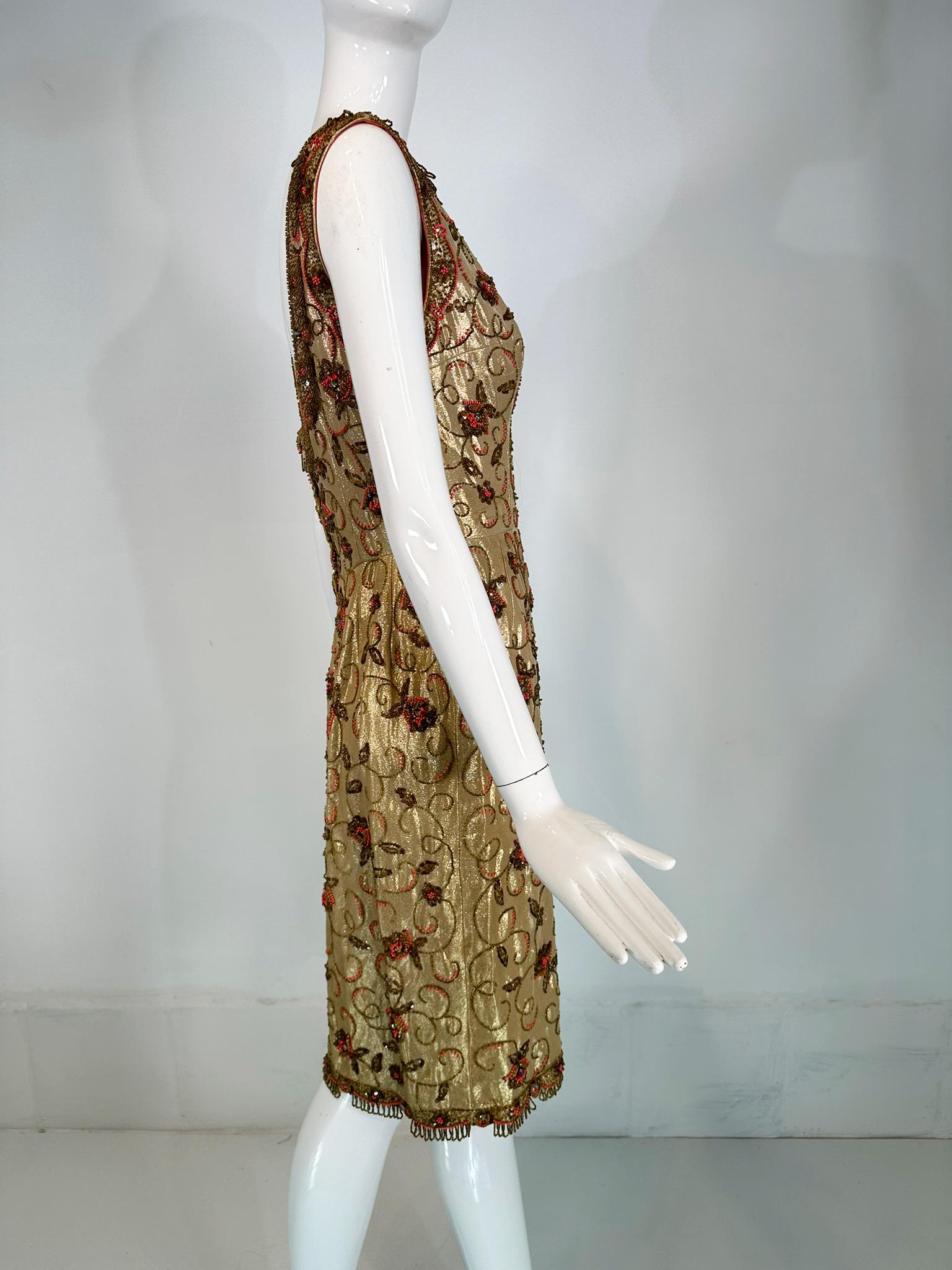 Wilson Abbott Wilson Folmar 1950 Coral Oro Abalorios y Lentejuelas Vestido de novia de oro en venta 9