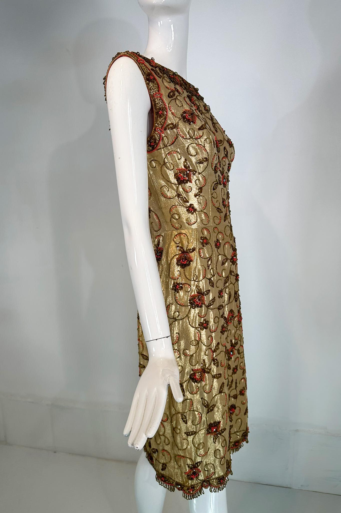 Wilson Abbott Wilson Folmar 1950 Coral Oro Abalorios y Lentejuelas Vestido de novia de oro en venta 10