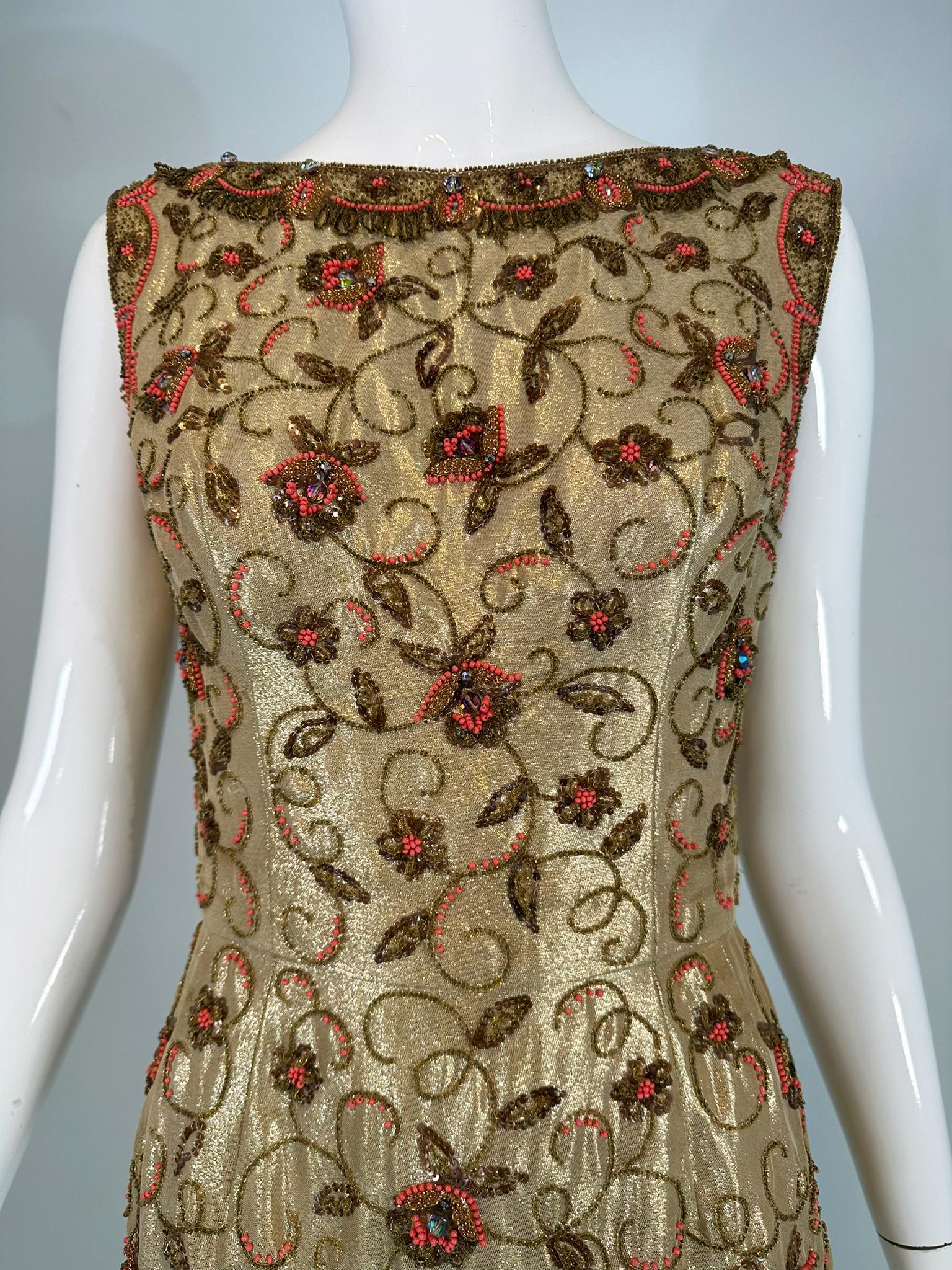 Wilson Abbott Wilson Folmar 1950 Coral Oro Abalorios y Lentejuelas Vestido de novia de oro en venta 13