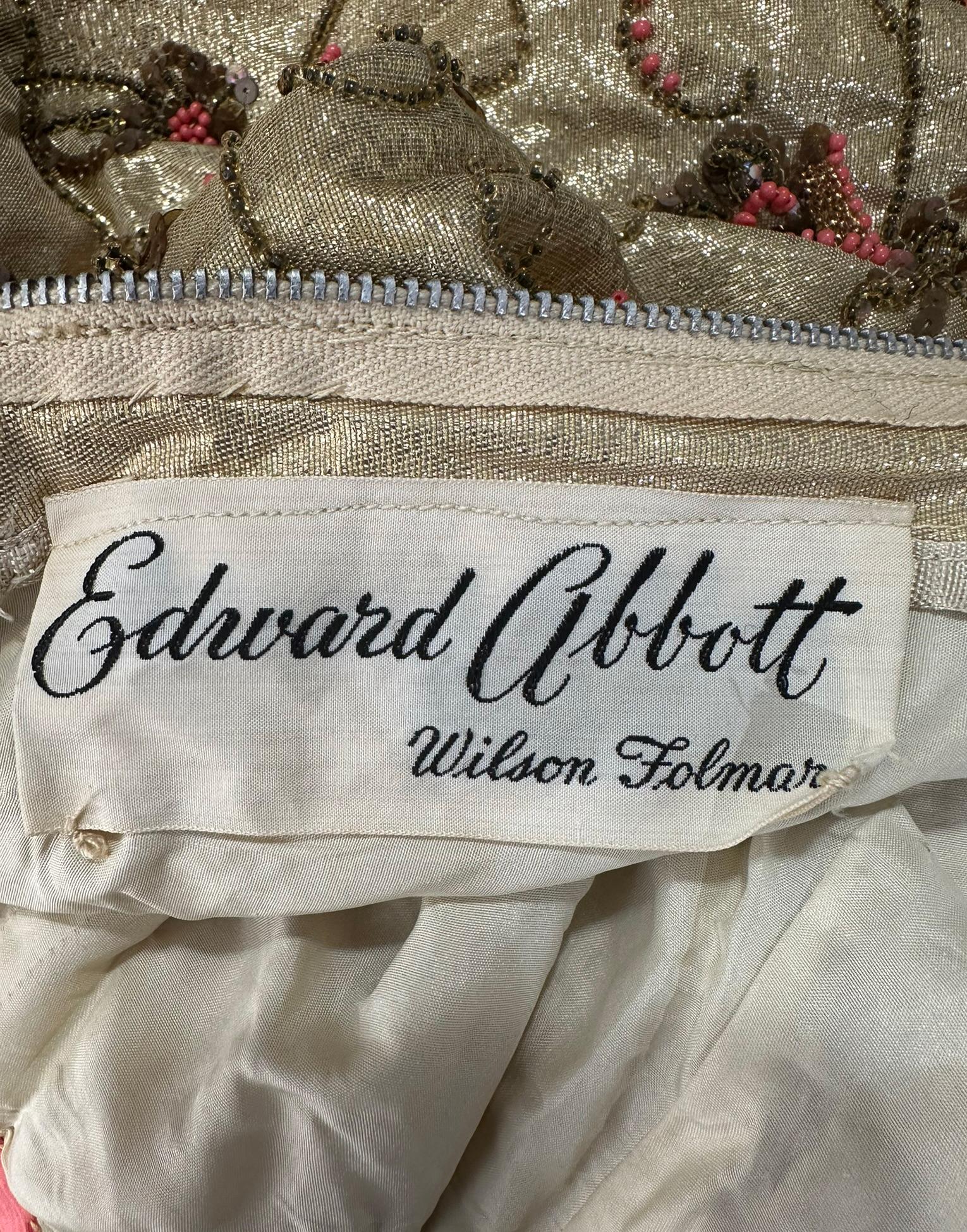 Wilson Abbott Wilson Folmar 1950 Coral Oro Abalorios y Lentejuelas Vestido de novia de oro en venta 15