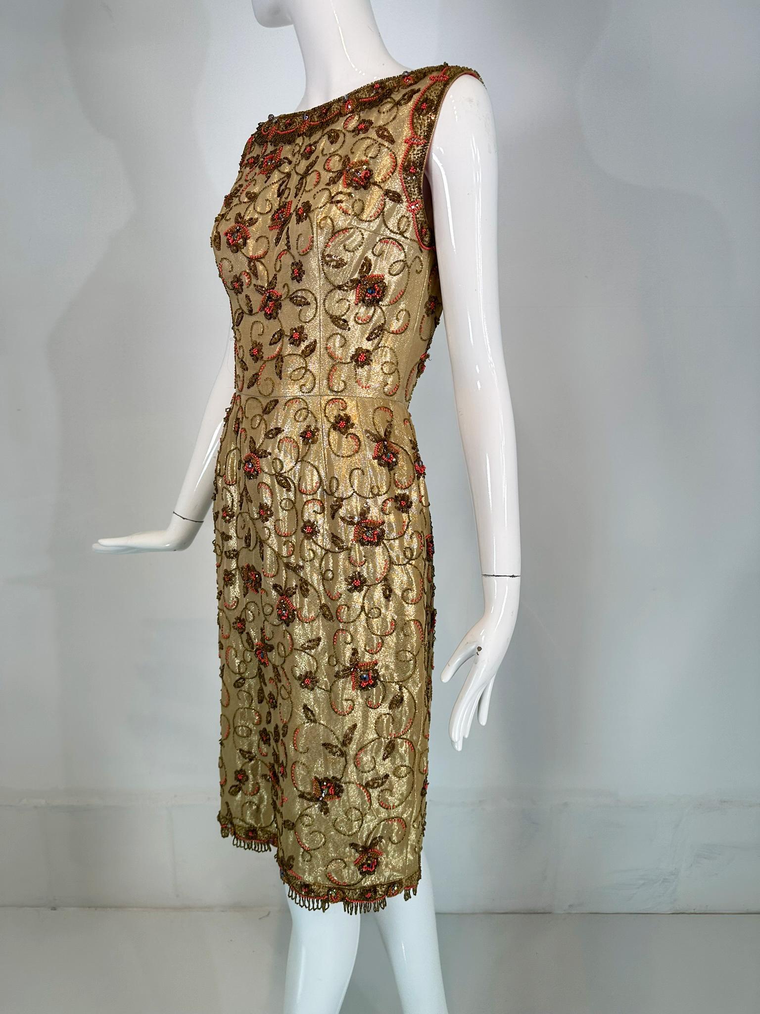 Wilson Abbott Wilson Folmar 1950 Coral Oro Abalorios y Lentejuelas Vestido de novia de oro Marrón en venta
