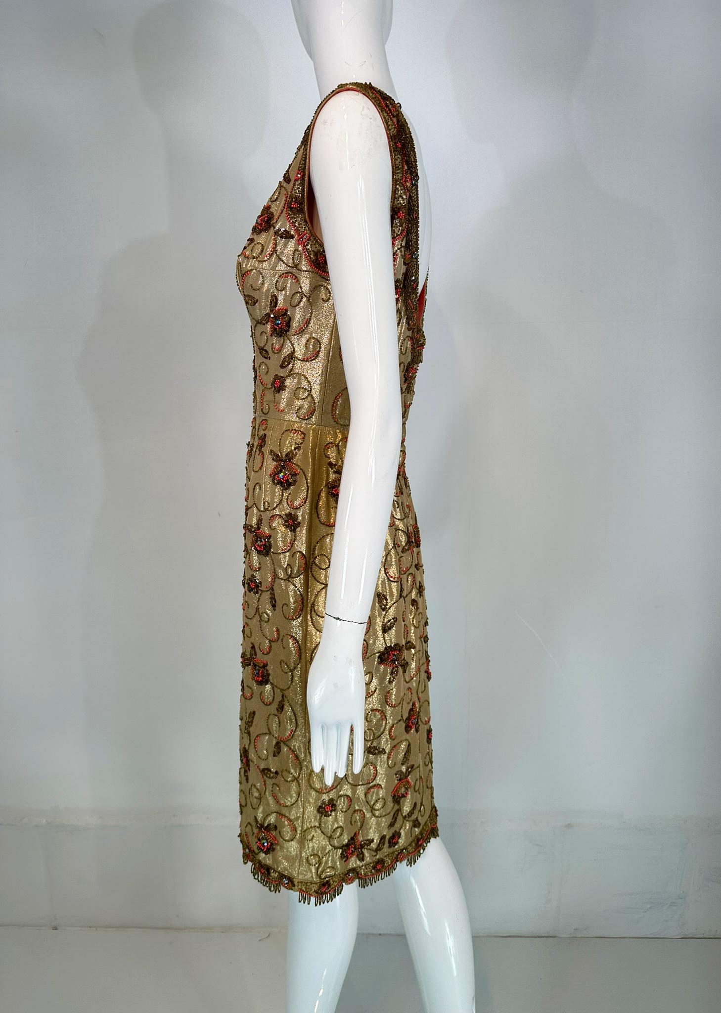 Wilson Abbott Wilson Folmar 1950 Coral Oro Abalorios y Lentejuelas Vestido de novia de oro en venta 1