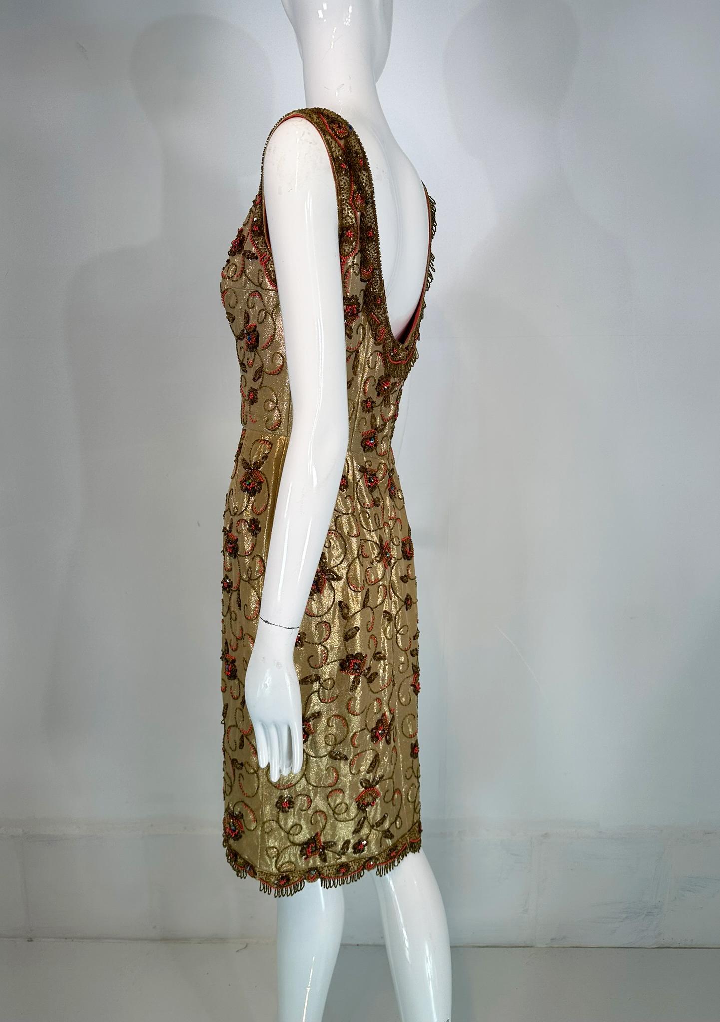 Wilson Abbott Wilson Folmar 1950 Coral Oro Abalorios y Lentejuelas Vestido de novia de oro en venta 2