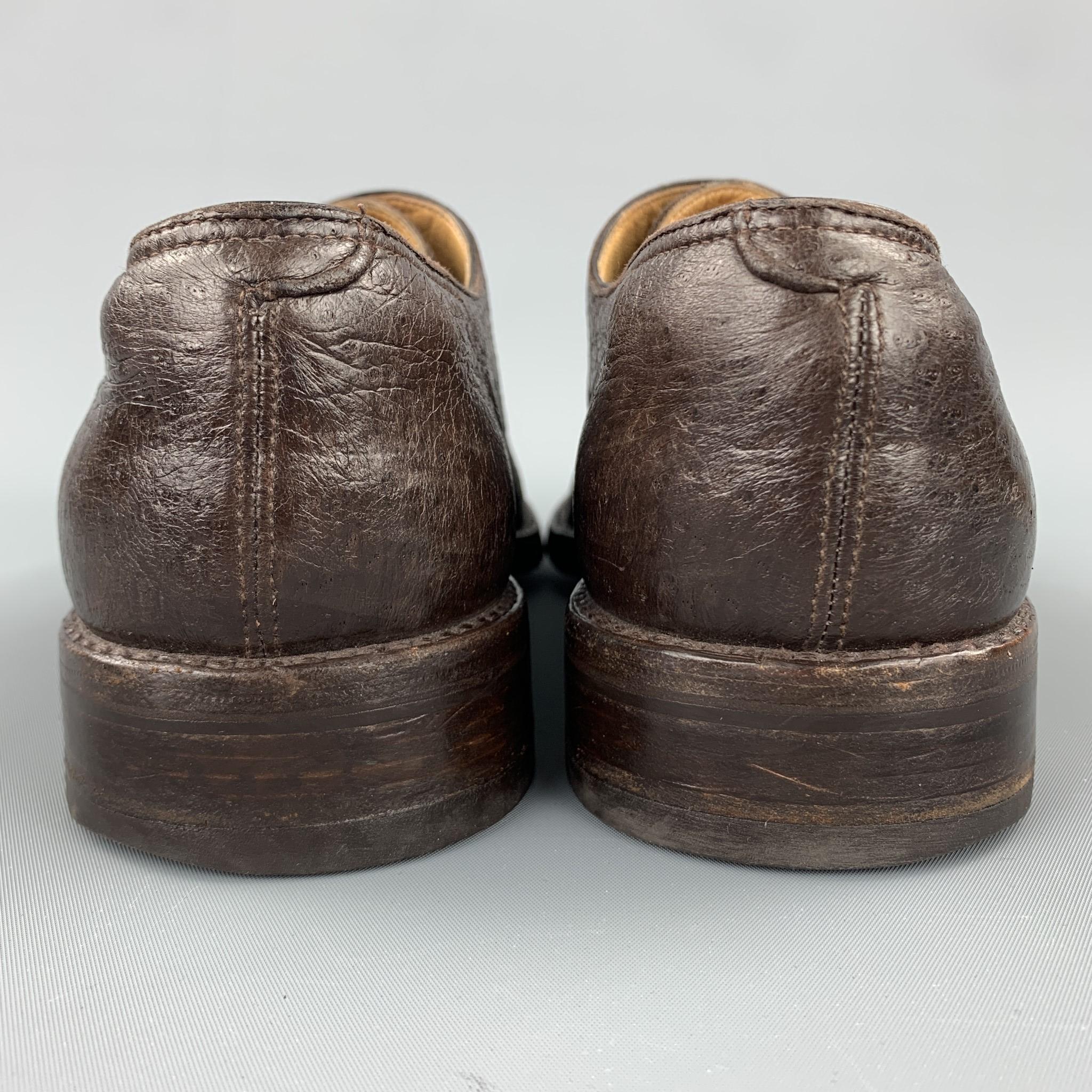 WILSON and DEAN Size 9.5 Brown Textured Leather Monk Strap Loafers In Good Condition In San Francisco, CA