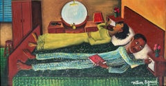 Vintage Haitian Couple in Bed Simultaneously Adjusting their Radios, Surrealism