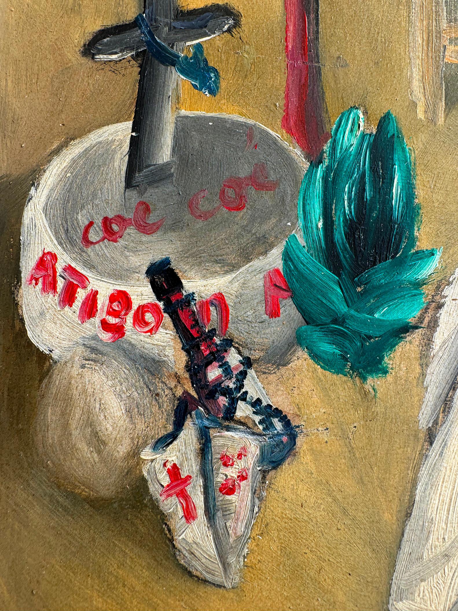 Ceremonia Vudú al Aire Libre con Sacrificio de Pollos Vudú - Portrait Painting Marrón de Wilson Bigaud