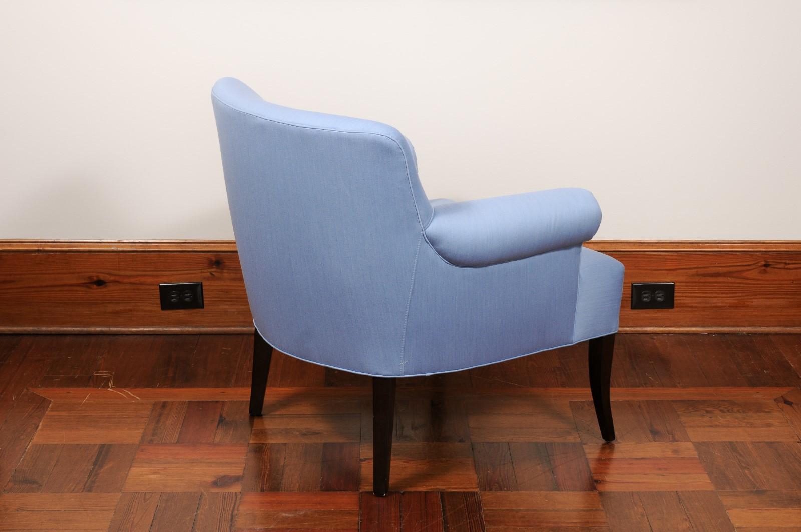 Contemporary Wilson Blue Club Chair For Sale