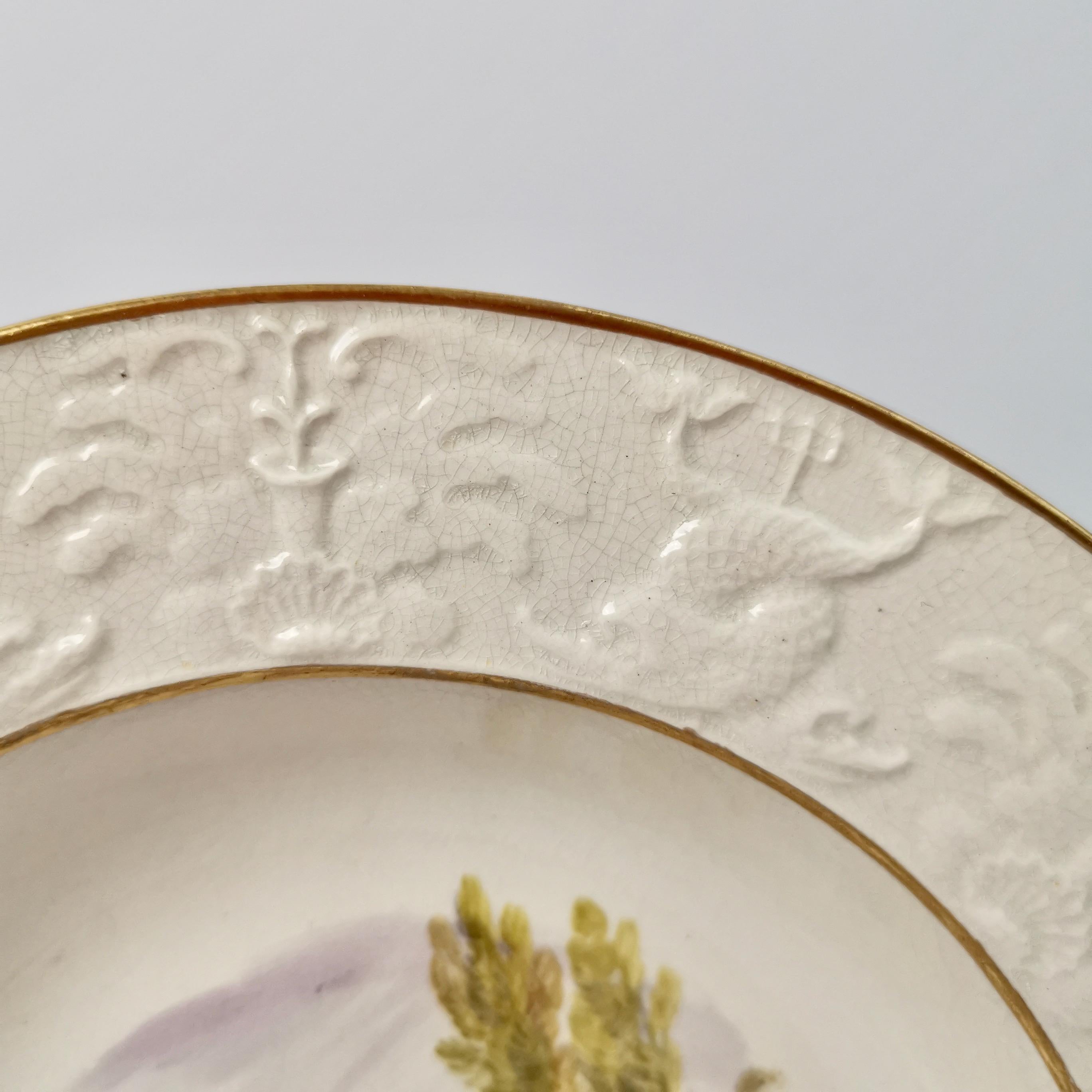 Early 19th Century Wilson Creamware Plate, Blind Moulded with Windmill Landscape, ca 1800