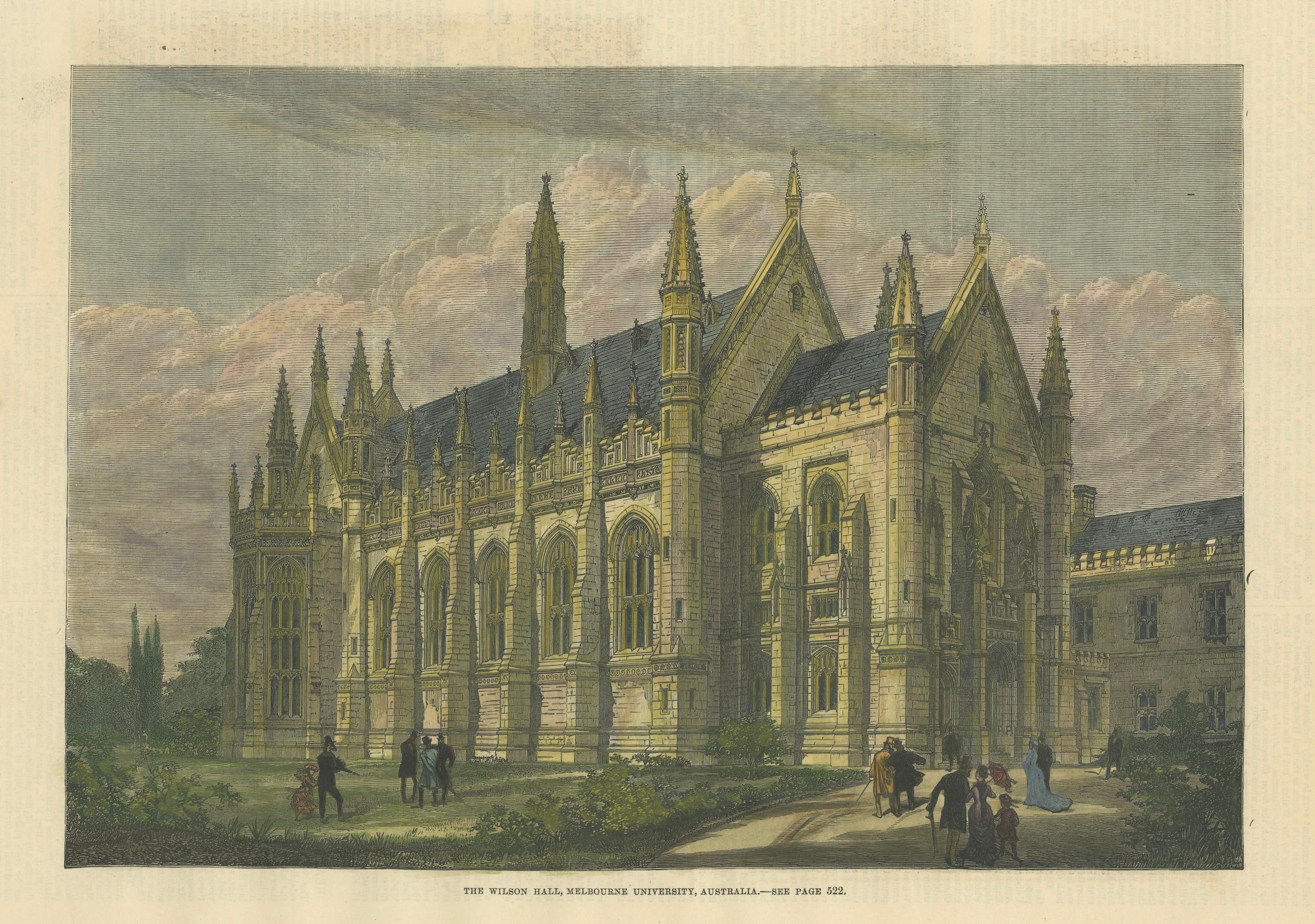 Paper Wilson Hall, Melbourne University, Australia – Gothic Revival Landmark, 1879 For Sale
