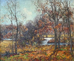 Antique "A Glimpse of the Lieutenant River, Connecticut" Wilson Irvine, Impressionism