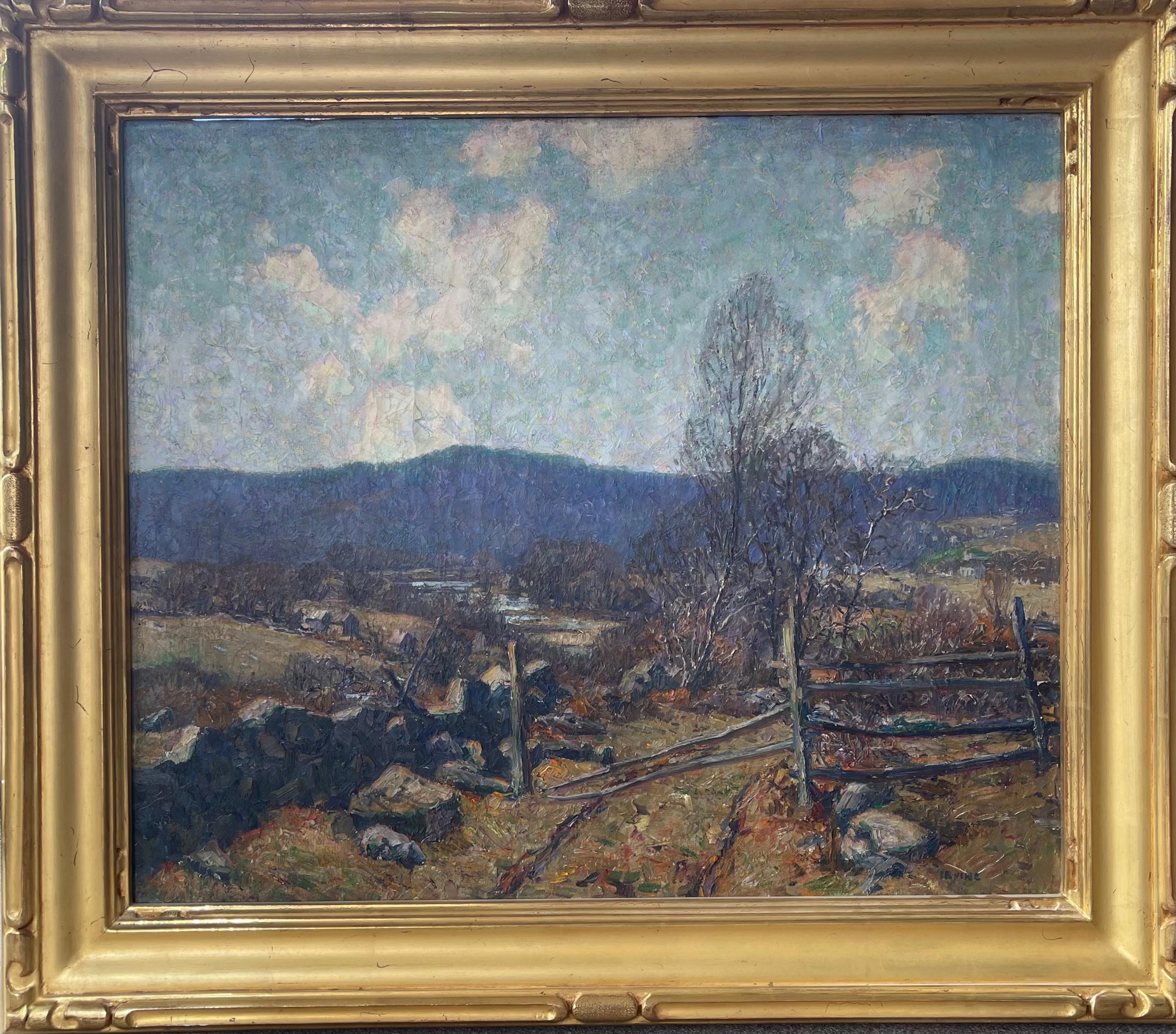  Peinture à l'huile impressionniste américaine Wilson Irvine 1869-1936 Autumn Field - Painting de Wilson Henry Irvine
