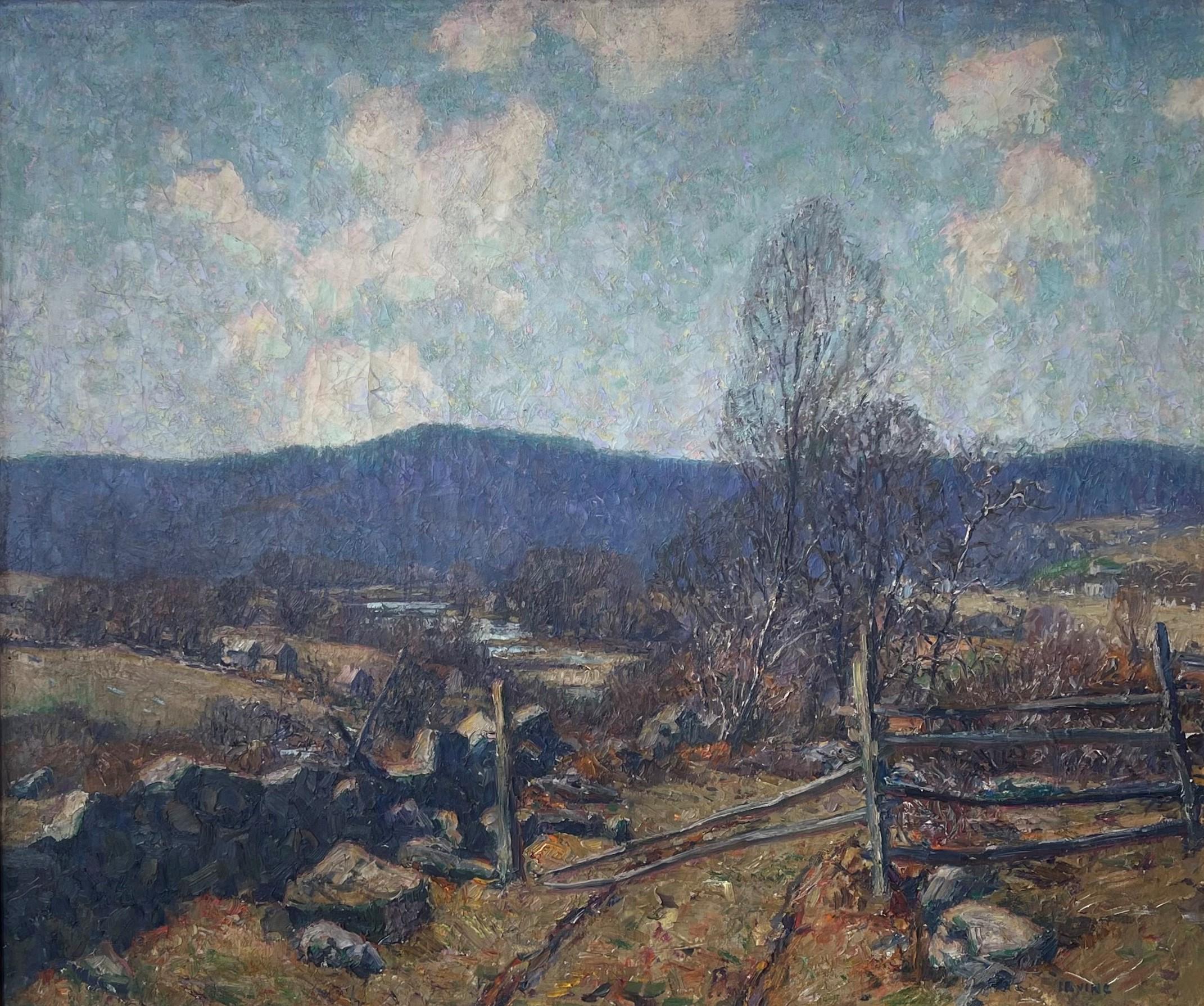  Peinture à l'huile impressionniste américaine Wilson Irvine 1869-1936 Autumn Field - Impressionnisme Painting par Wilson Henry Irvine